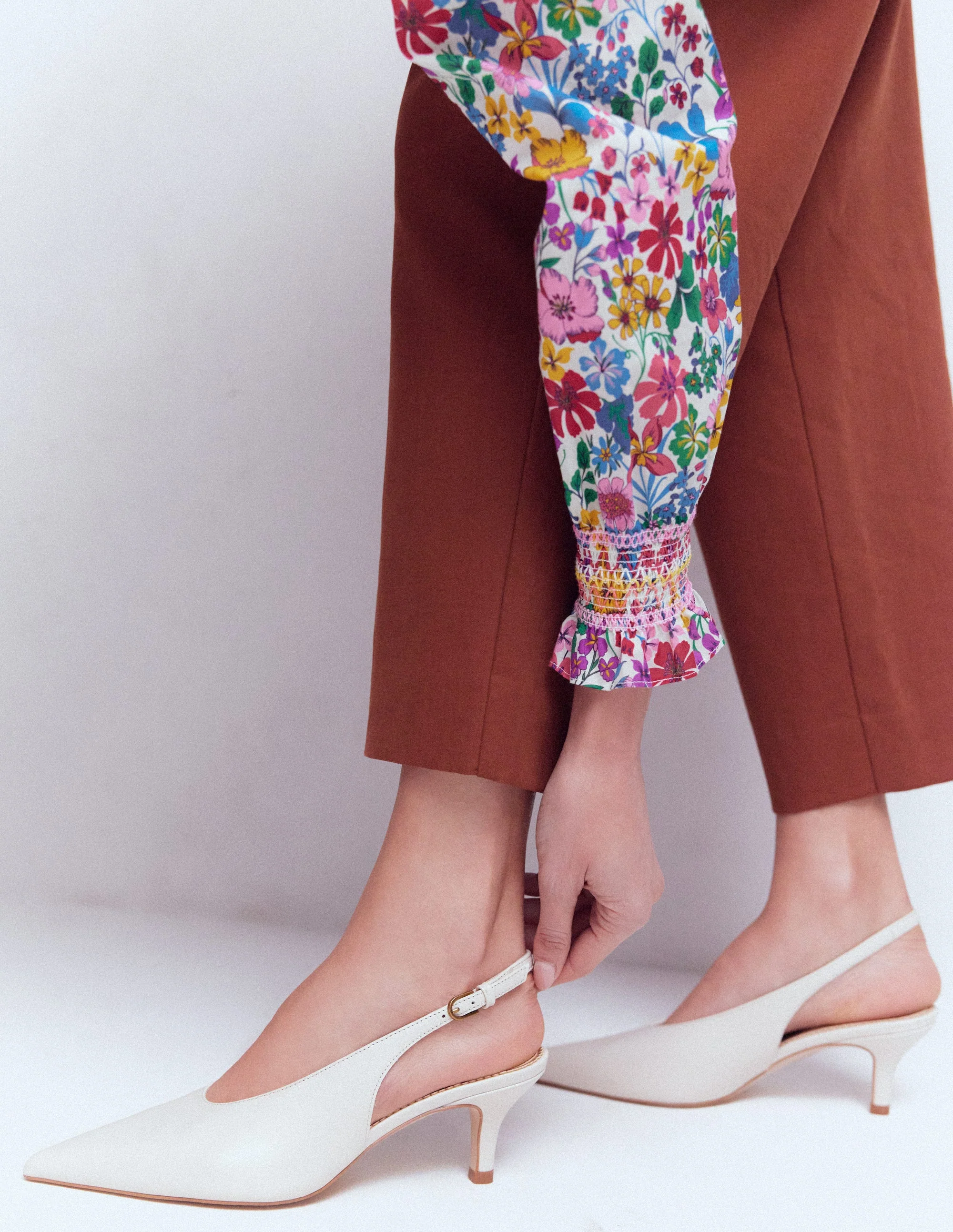 High Cut Slingback Court-Ecru - Image 3