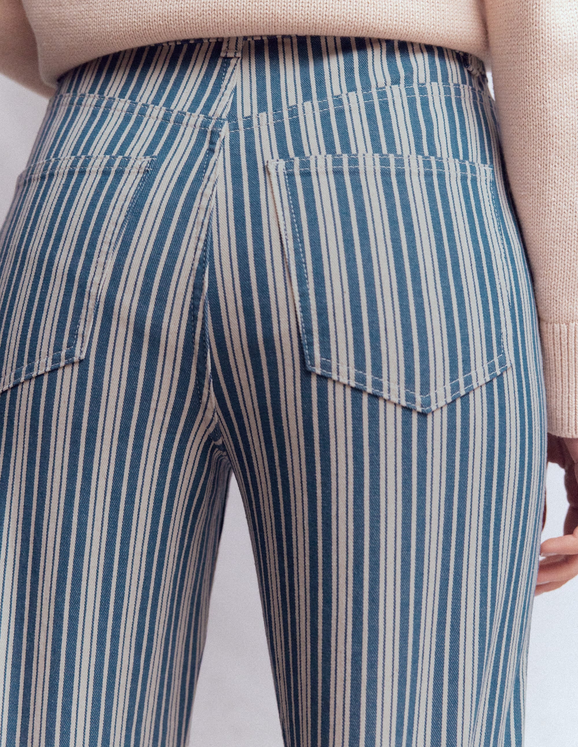 High Rise Column Leg Jeans-Blue Stripe - Image 5