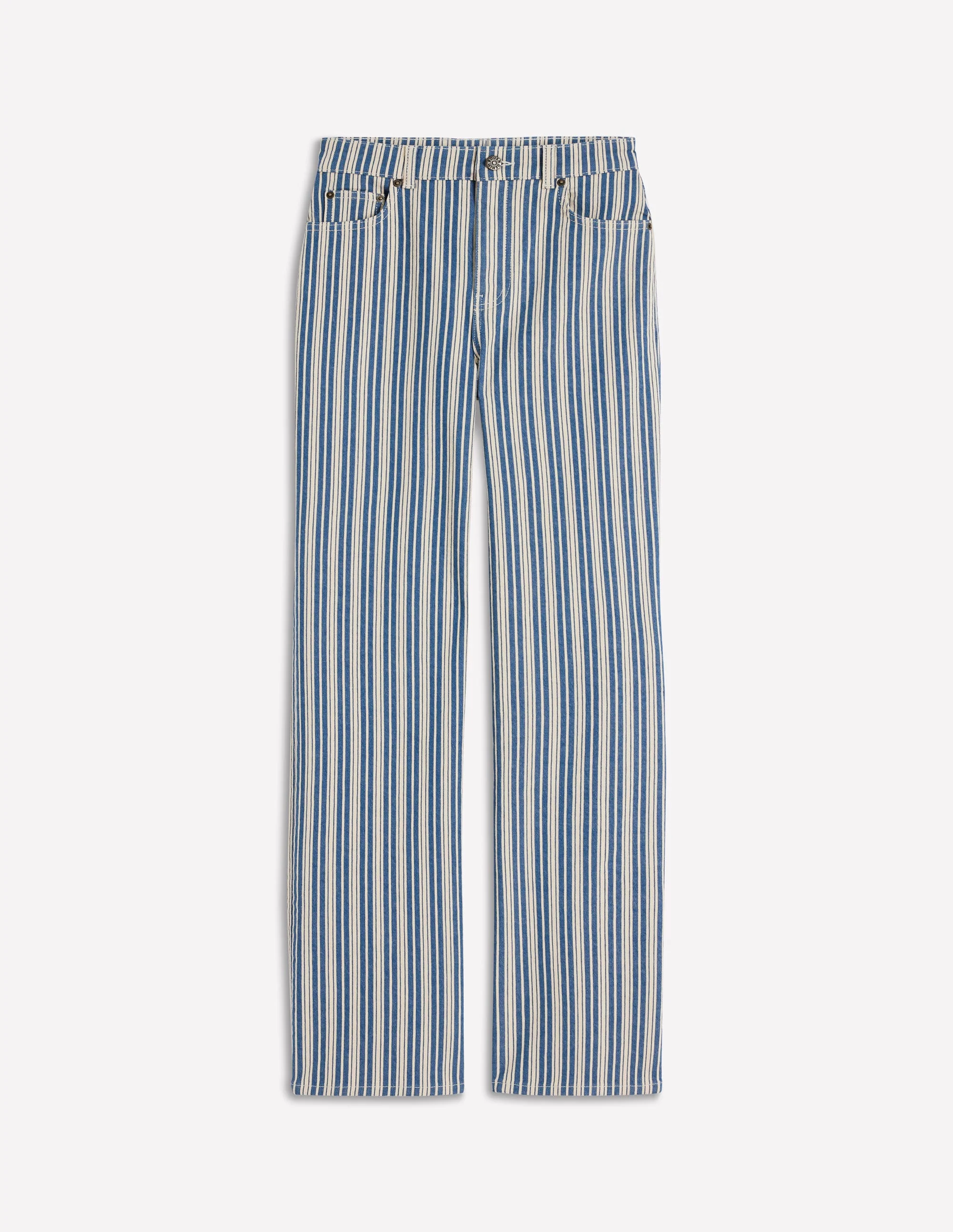 High Rise Column Leg Jeans-Blue Stripe - Image 7