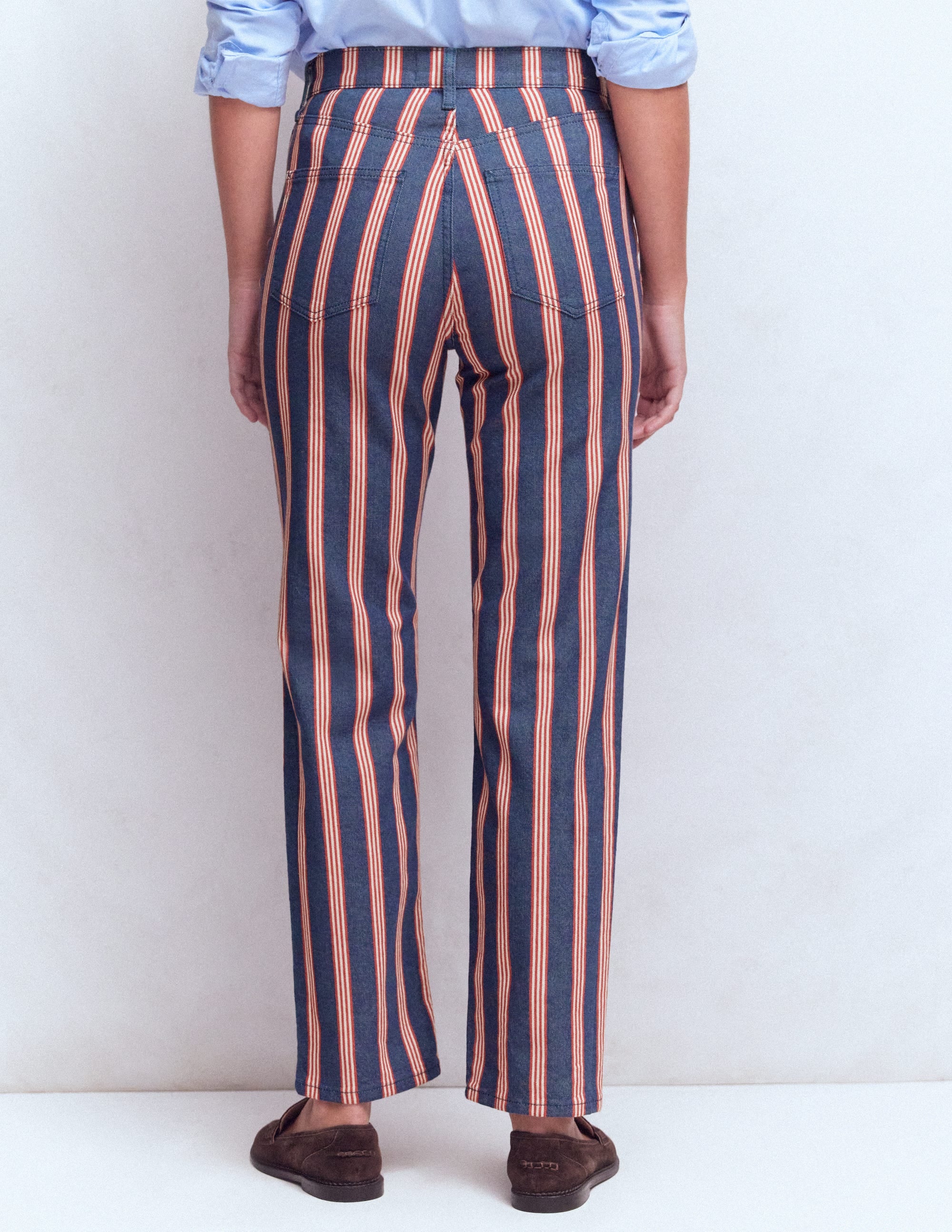 High Rise Straight Jeans-Navy & Red Stripe - Image 3