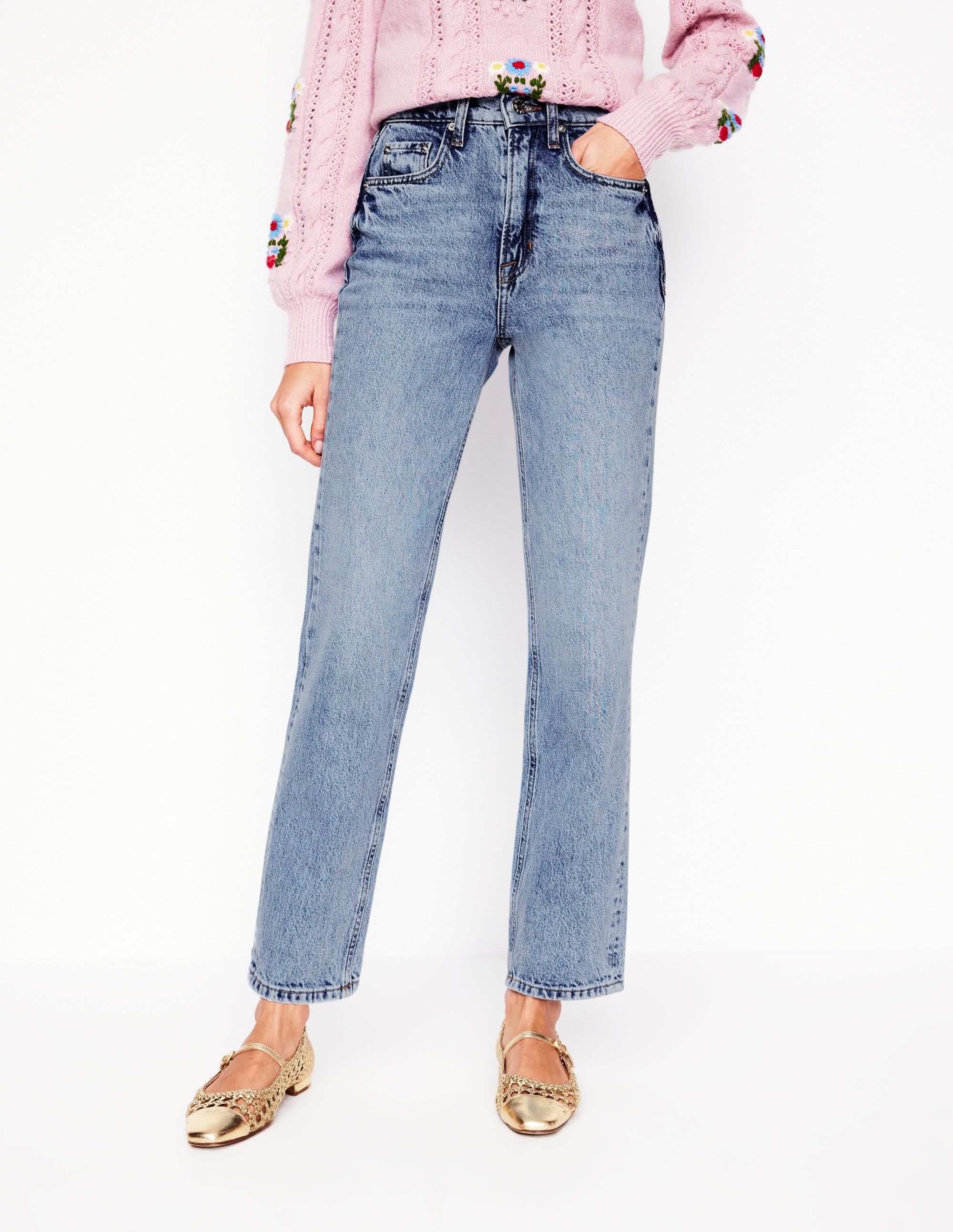 High Rise Straight Leg Jeans-Light Vintage - Image 3