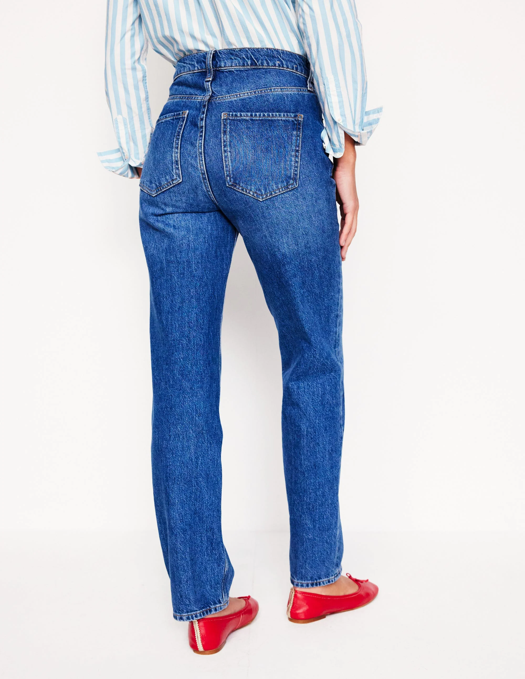 High Rise Straight Leg Jeans-Mid Vintage - Image 3