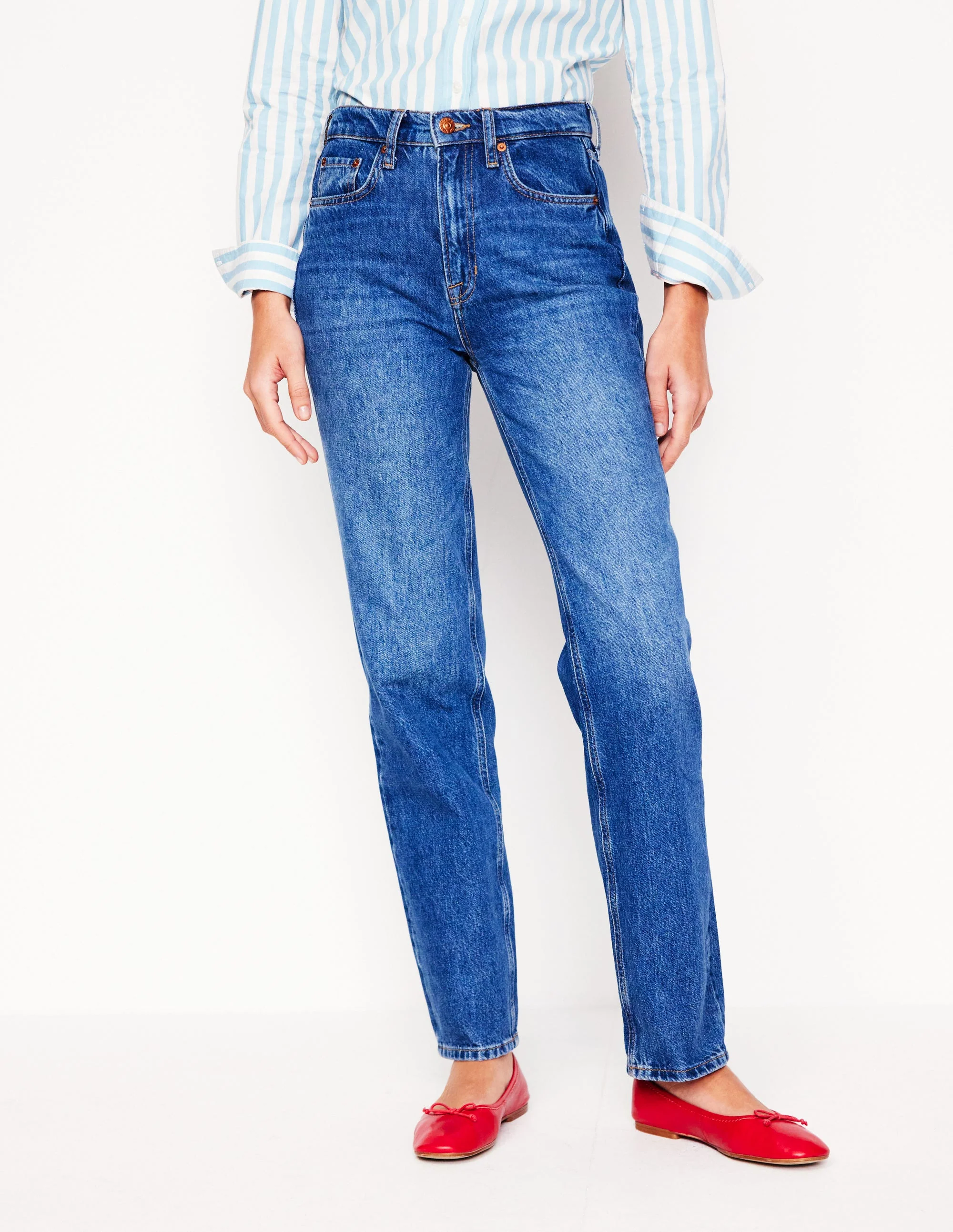 High Rise Straight Leg Jeans-Mid Vintage - Image 4