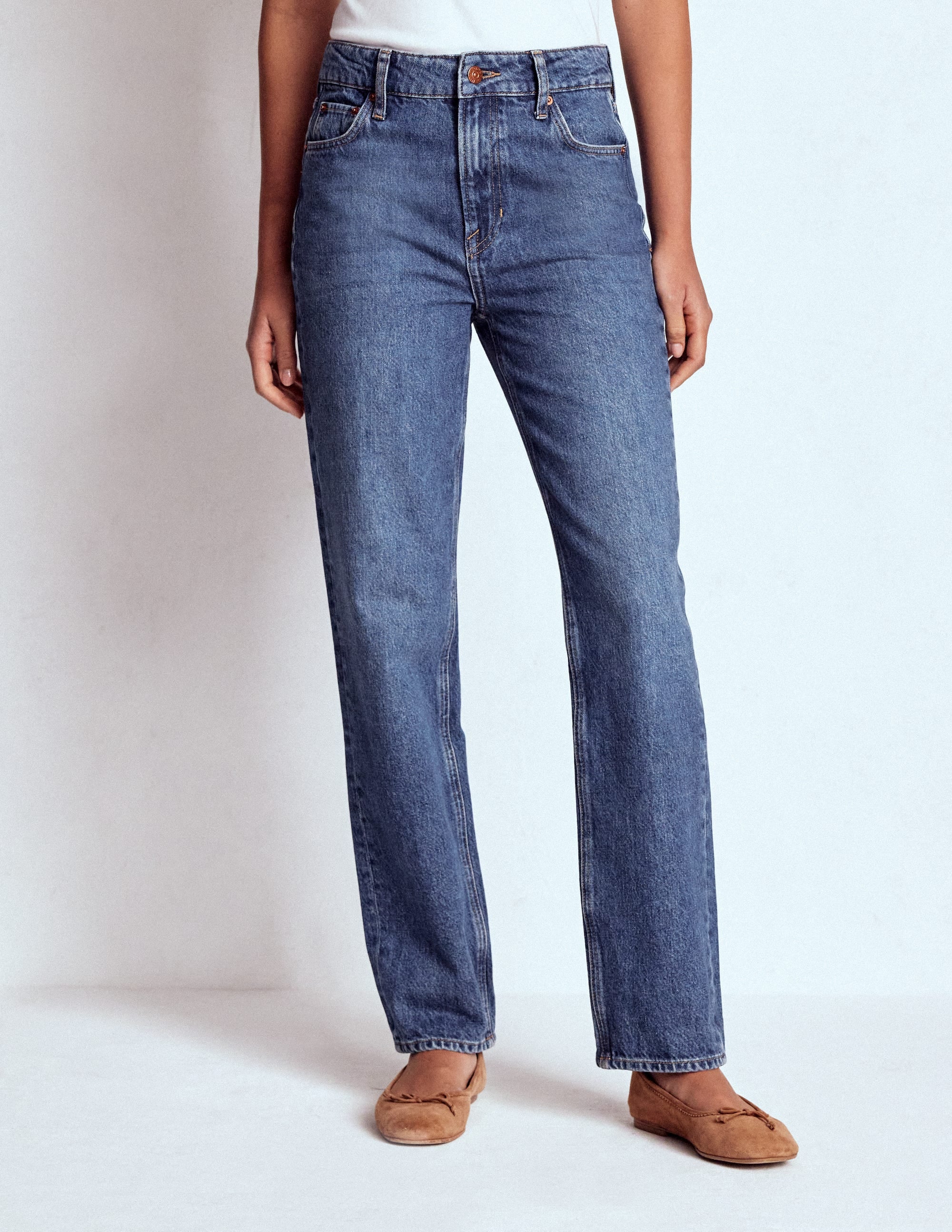 High Rise Straight Leg Jeans-Mid Vintage - Image 6