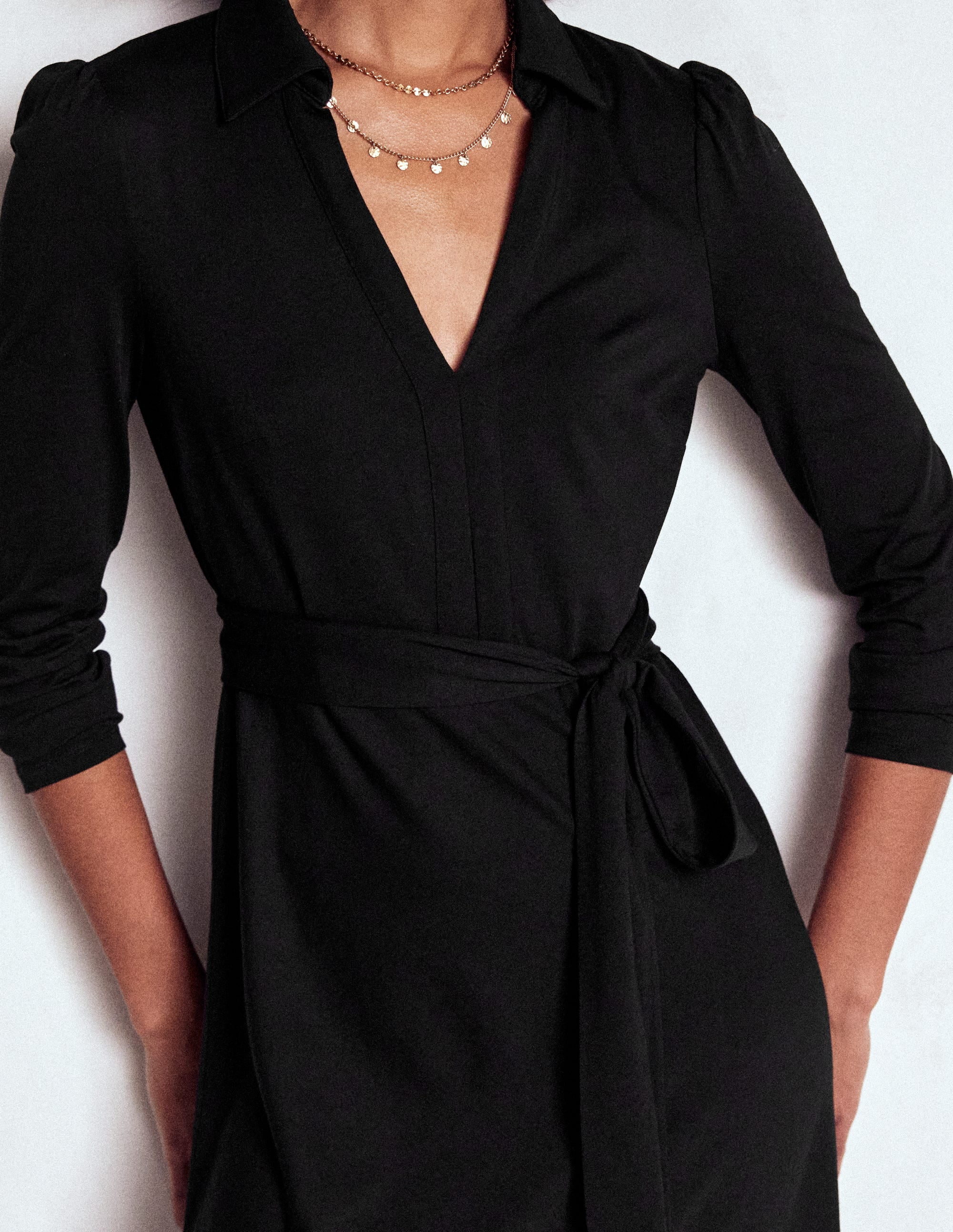 Imogen Collared Jersey Dress-Black - Image 3