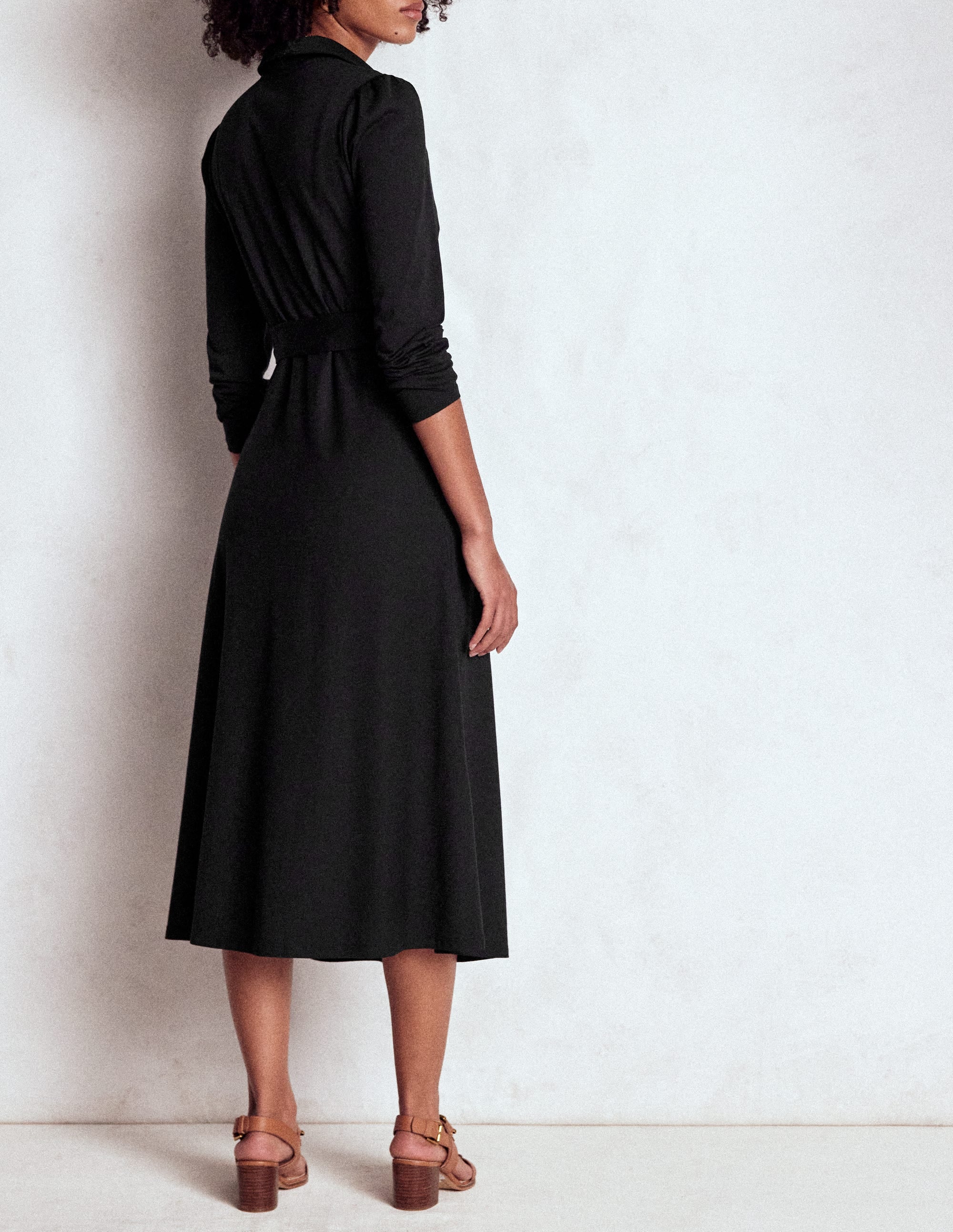 Imogen Collared Jersey Dress-Black - Image 4