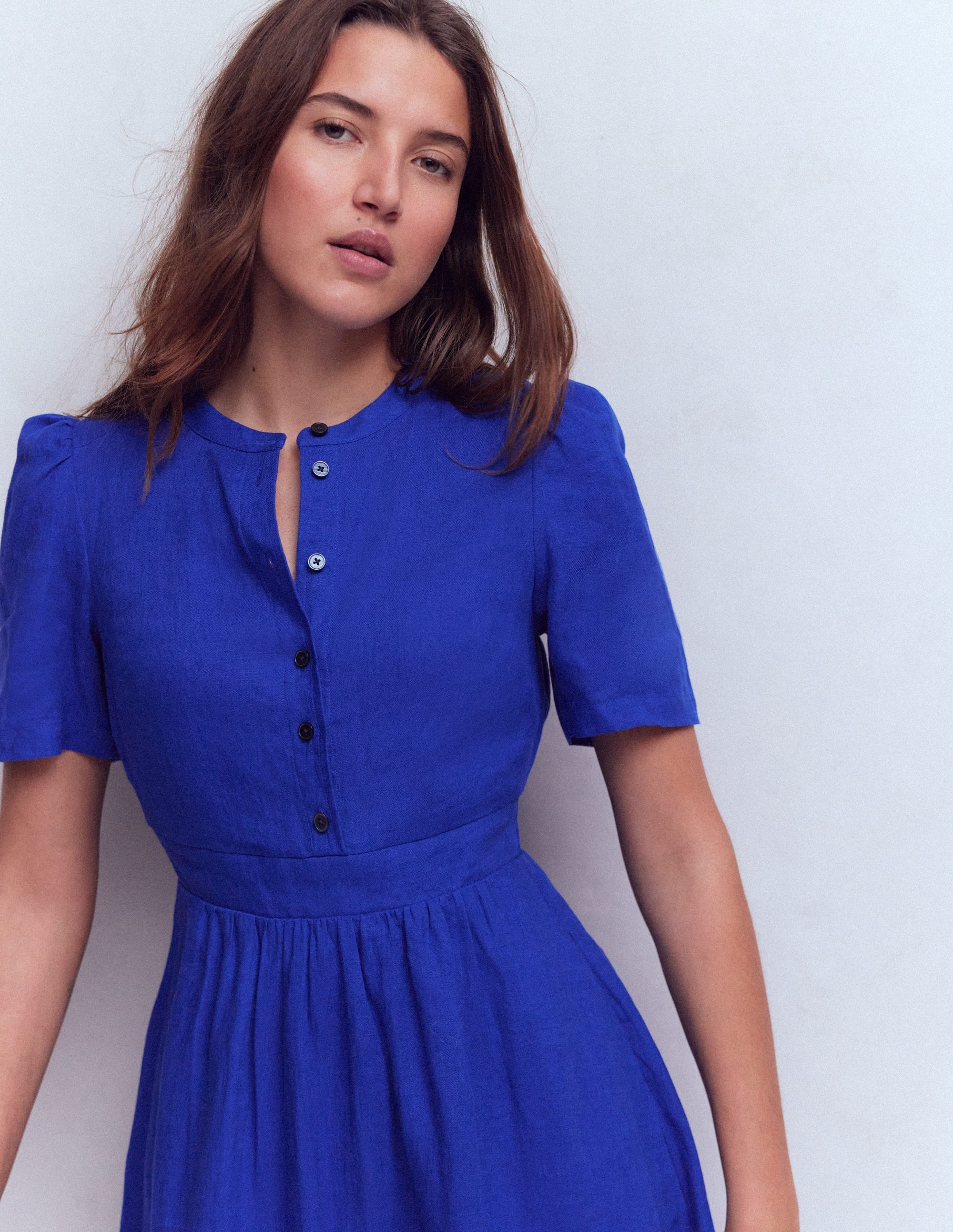 Ivy Linen Midi Dress-Bright Blue - Image 3