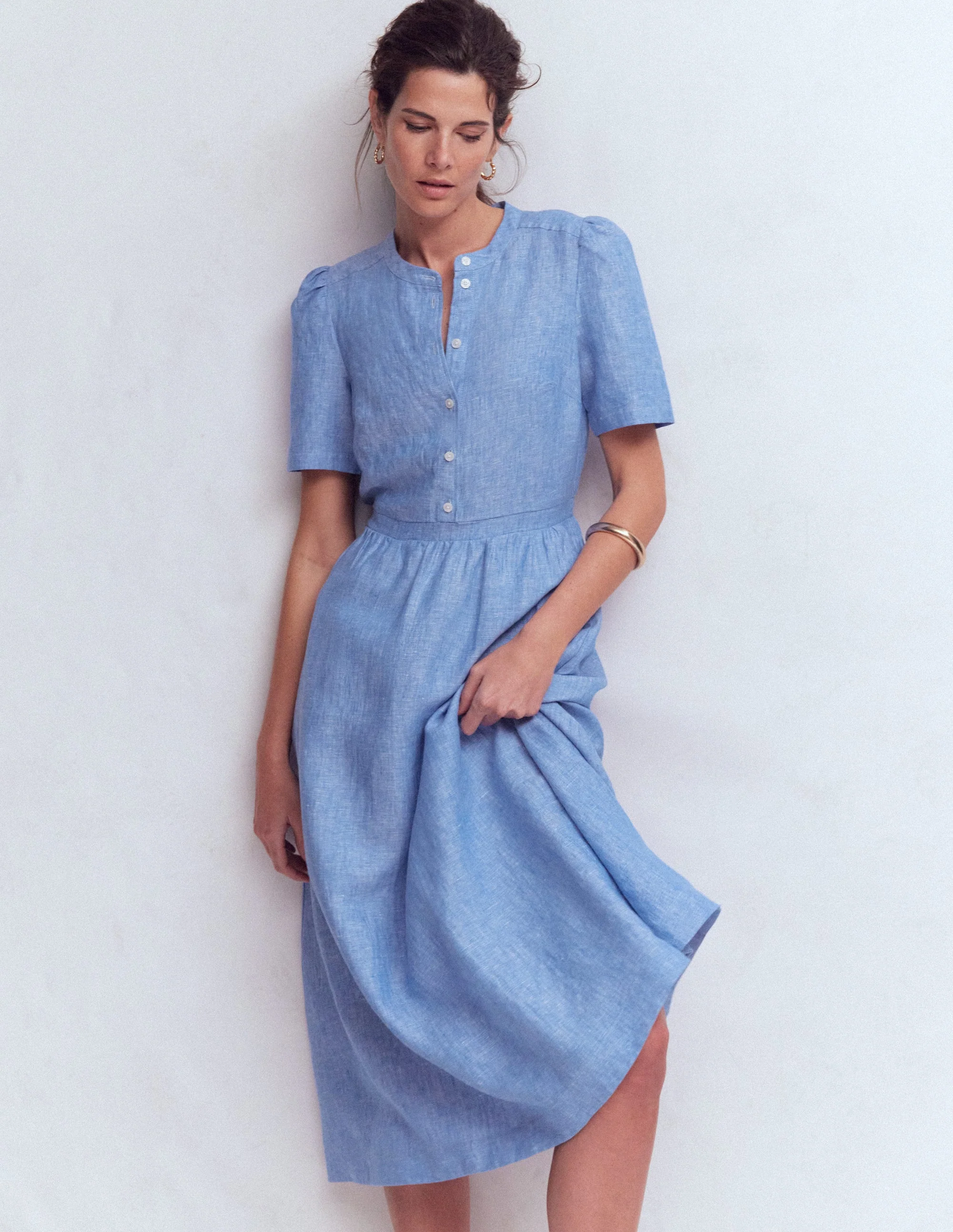 Ivy Linen Midi Dress-Summer Blue Chambray - Image 4