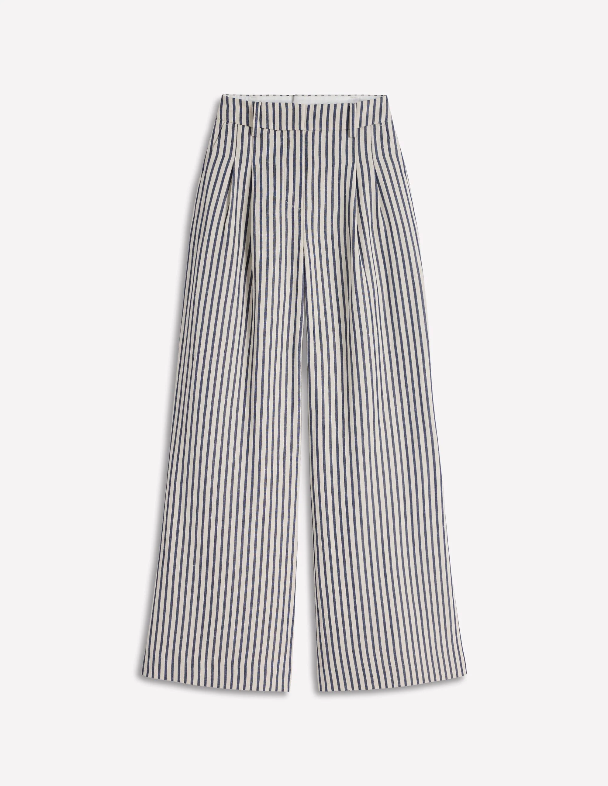 Kensington Wide Leg Trousers-Blue and Ivory Stripe - Image 7