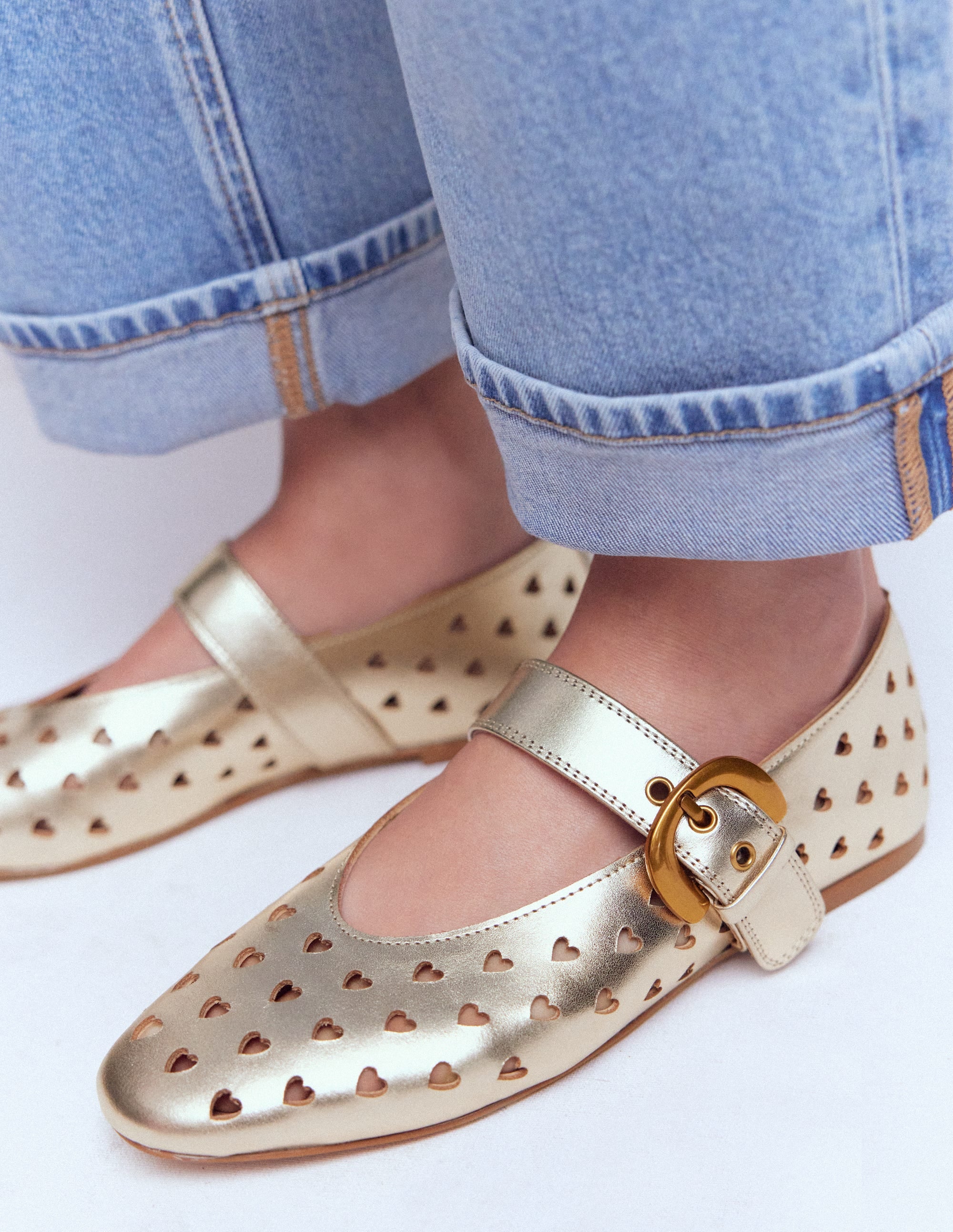 Kylie Flat Buckle Mary Janes-Gold - Image 3