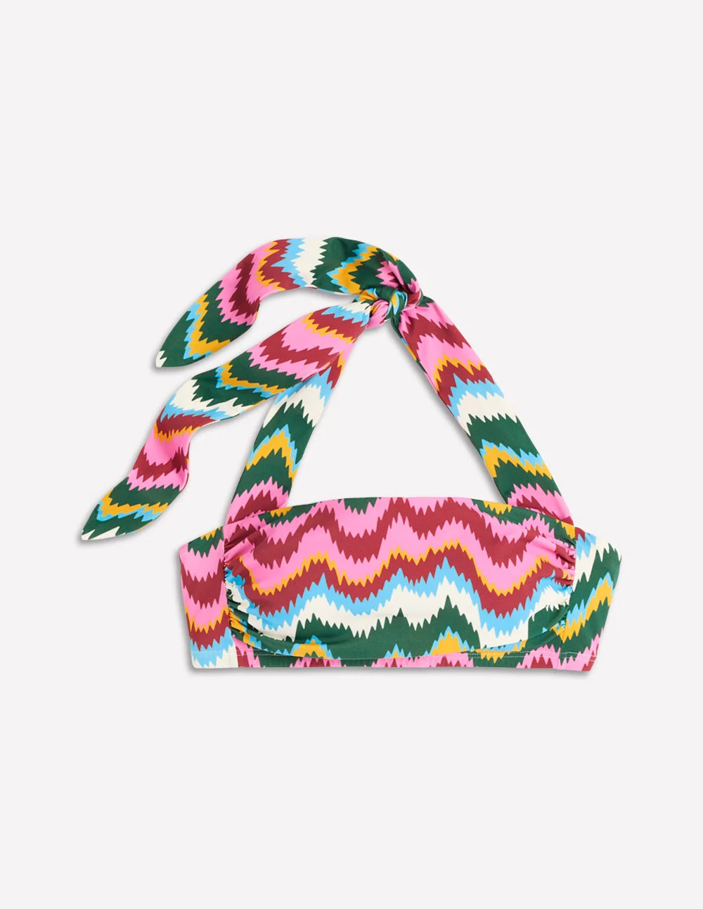 Kythira Ruched Bikini Top-Multi Zig zag wave - Image 7