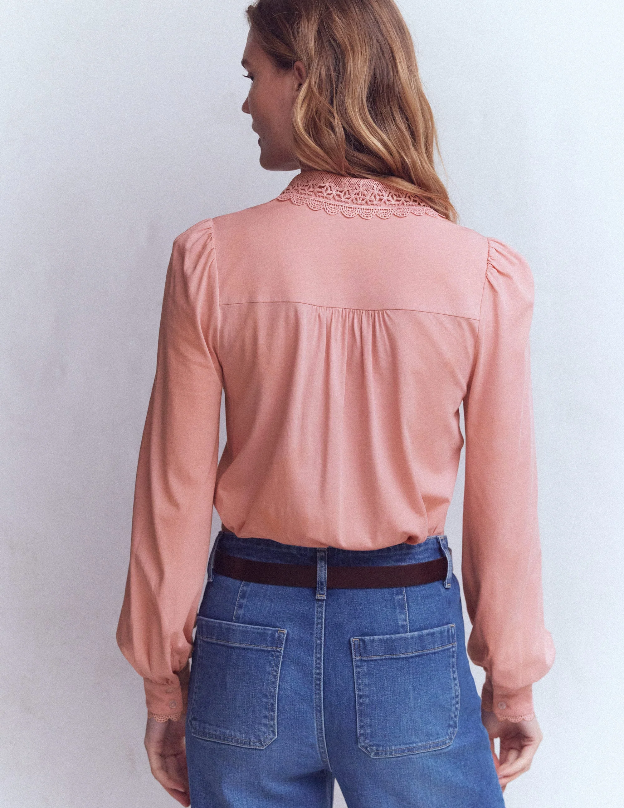 Lace Collar Blouse-Pink - Image 3