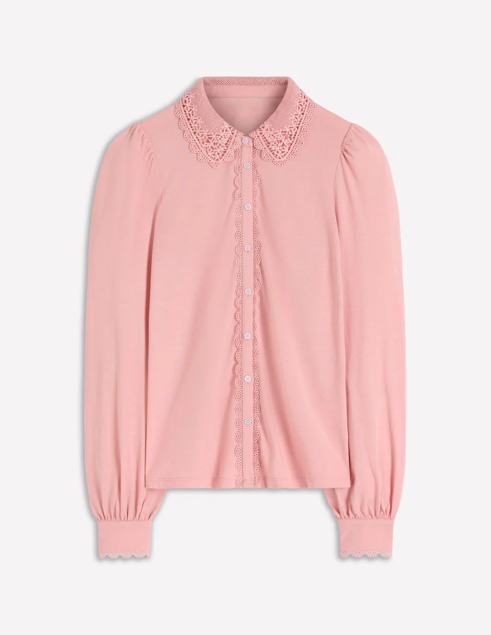 Lace Collar Blouse-Pink - Image 4