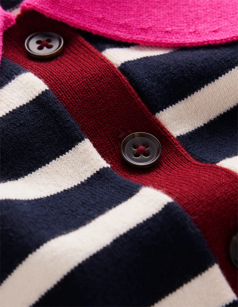 Lara Cotton Henley Jumper-Navy Stripe - Image 7