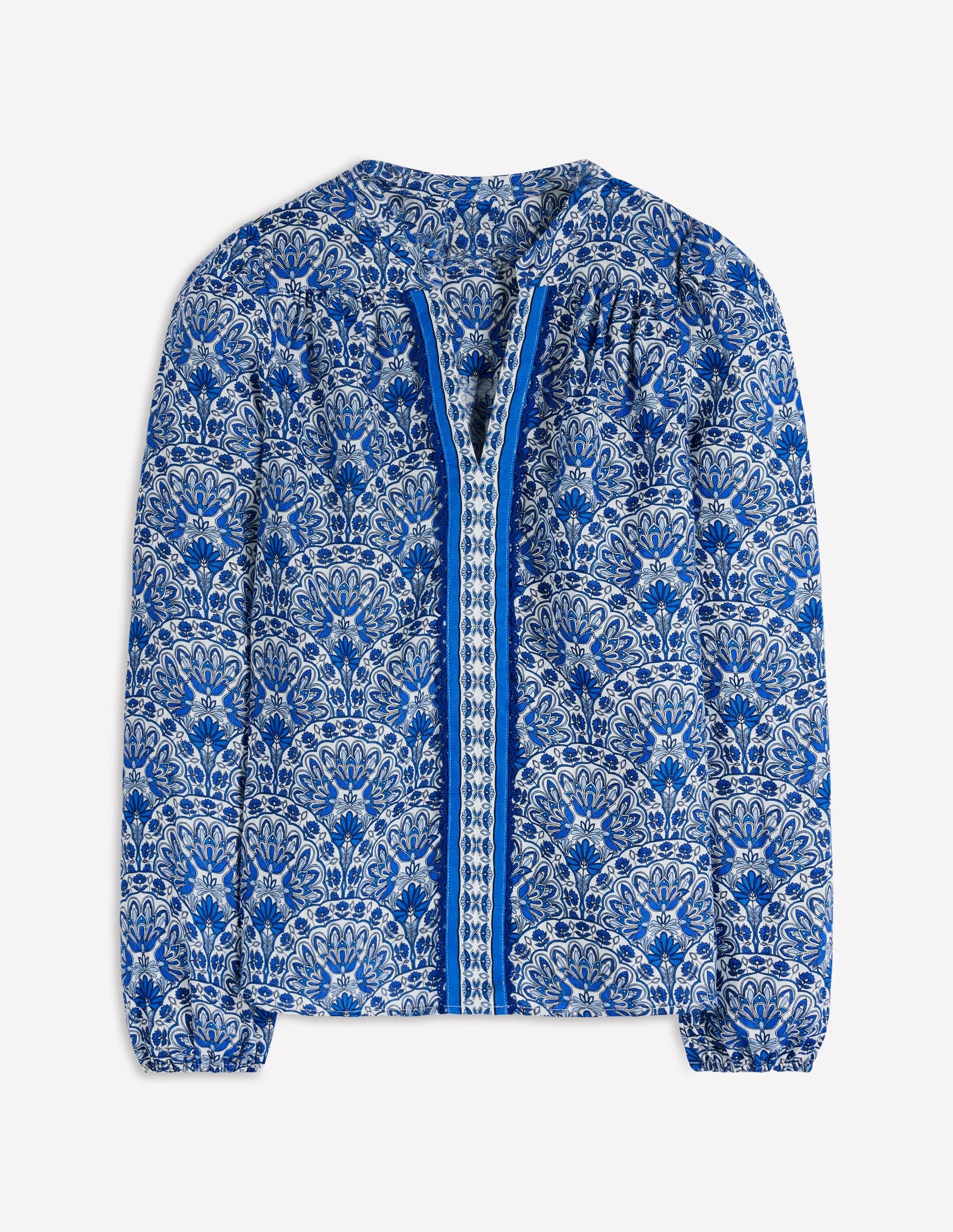 Linen Trim Insert Top-Blue, Elaborate Terrace - Image 5