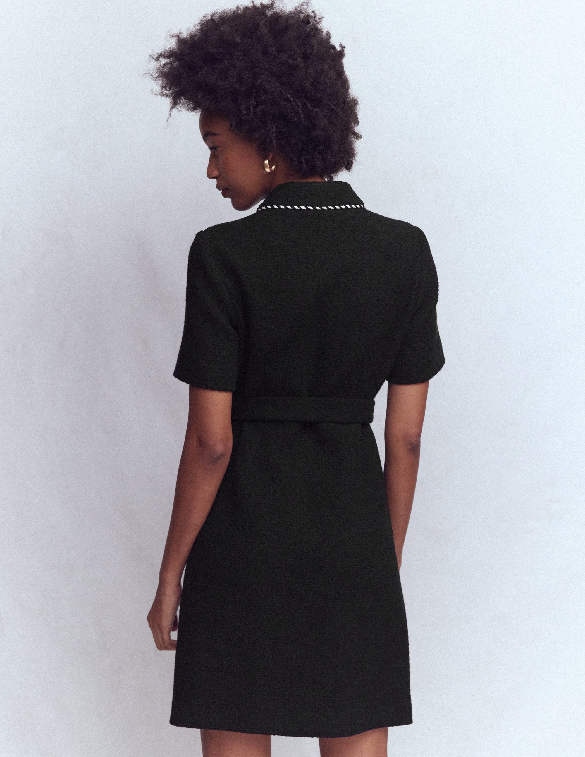 Loren Trim Short Dress-Black - Image 3