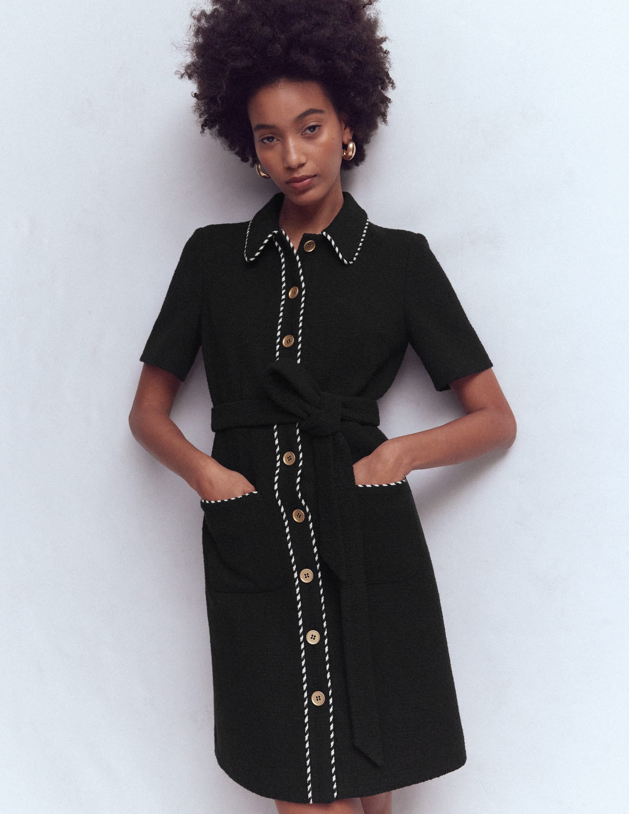 Loren Trim Short Dress-Black - Image 4