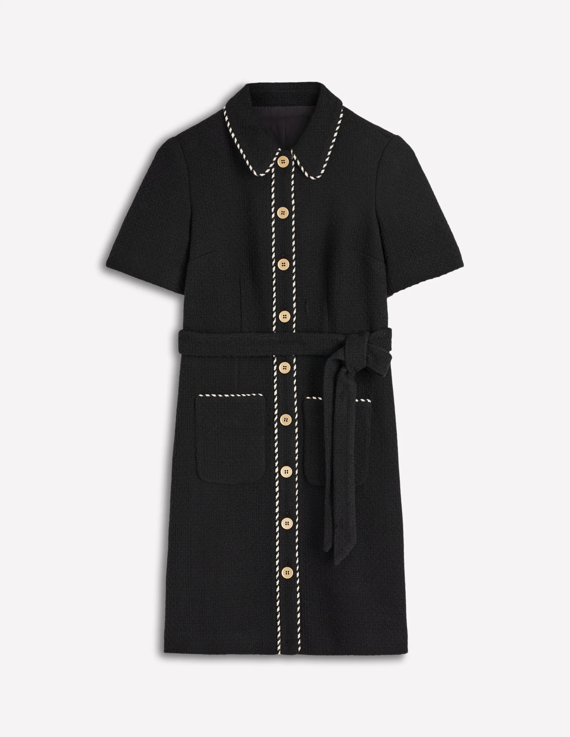 Loren Trim Short Dress-Black - Image 5