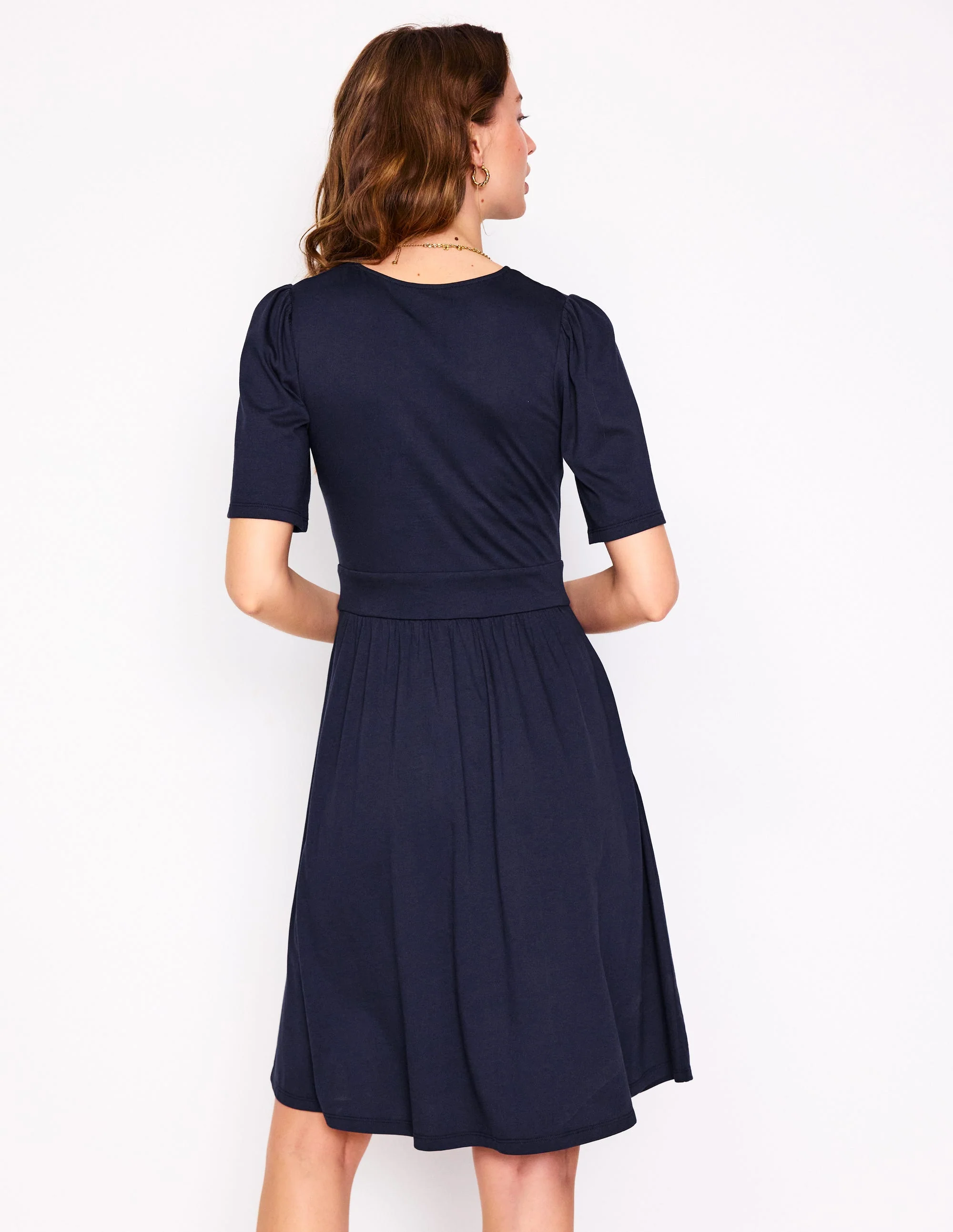 Louisa Short Jersey Dress-Navy - Image 3