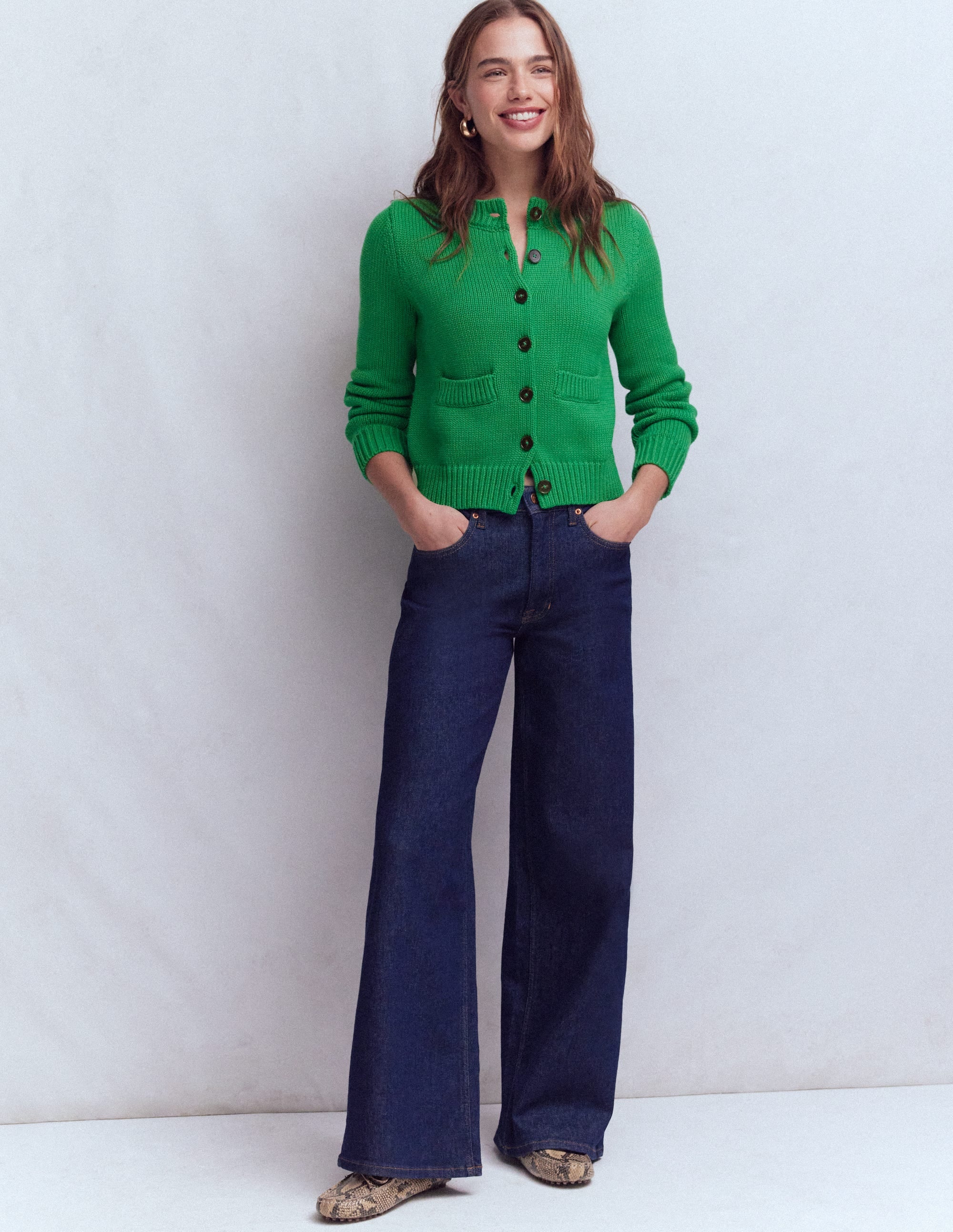 Lucy Chunky Cotton Cardigan-Rich Emerald - Image 4