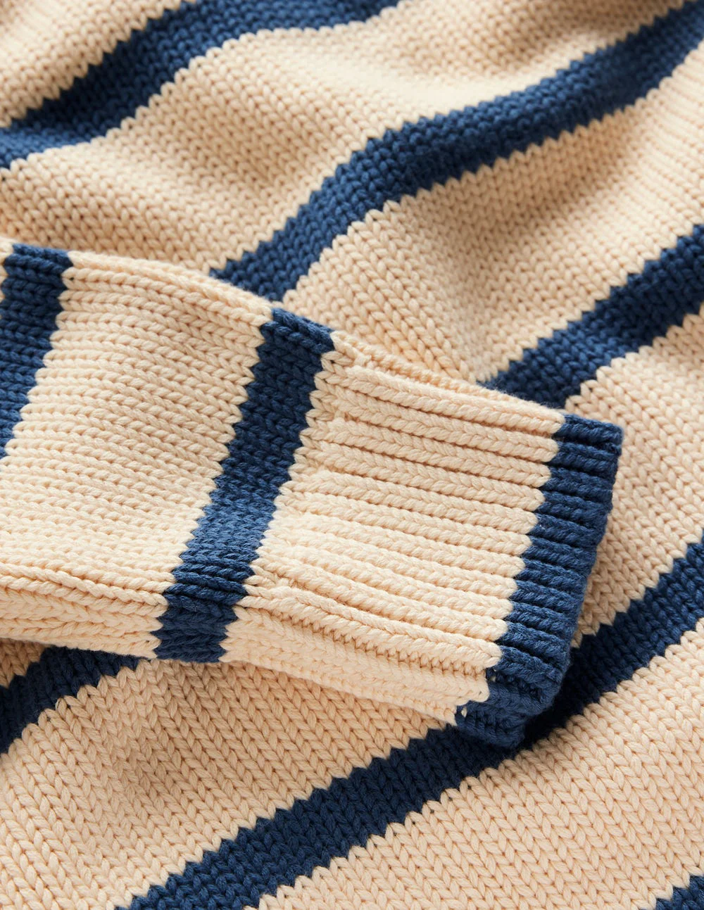 Lucy Oversized Cotton Jumper-Almond Milk/ Denim Blue Stripe - Image 8