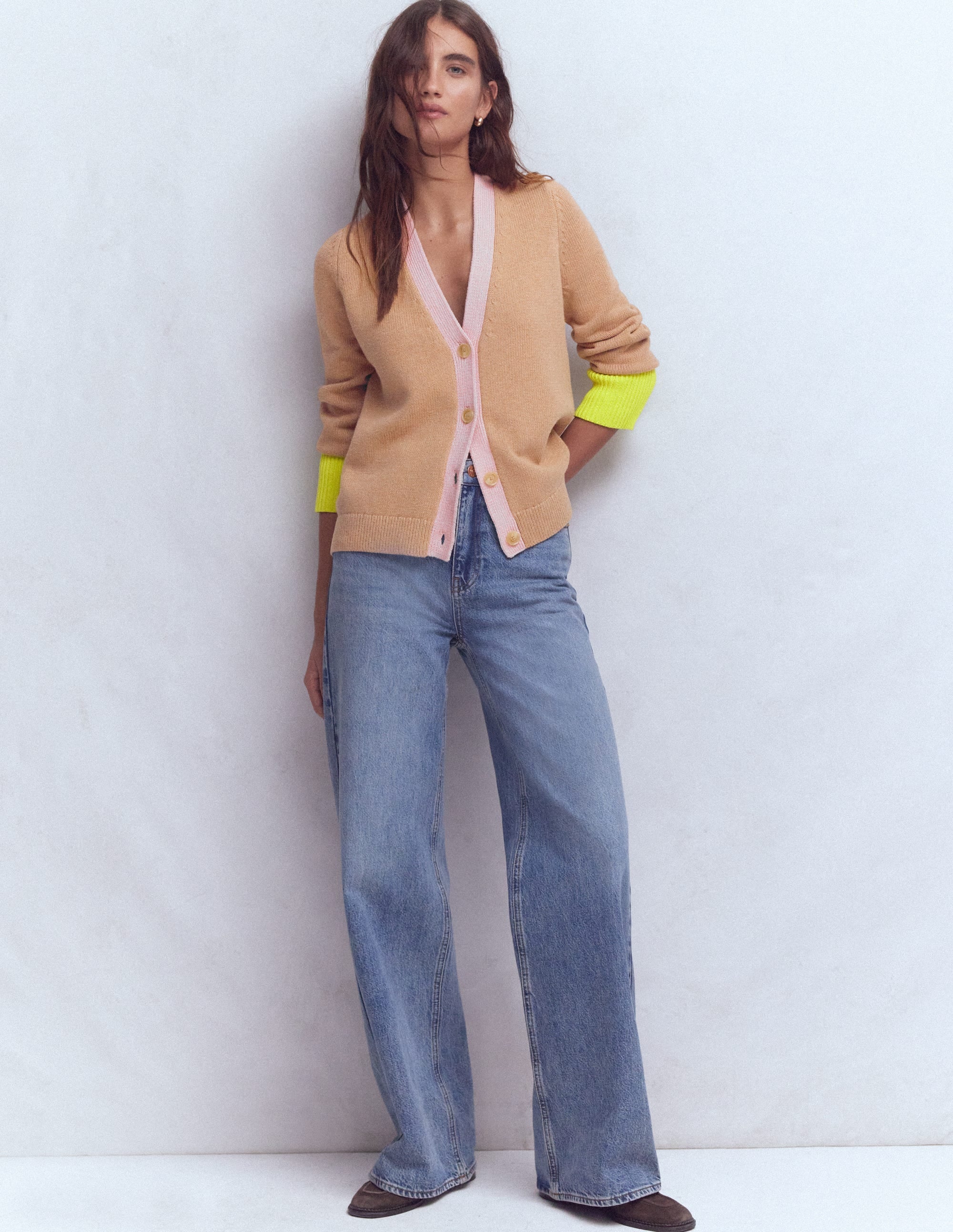 Lucy Relaxed Cotton Cardigan-Camel Melange - Image 4