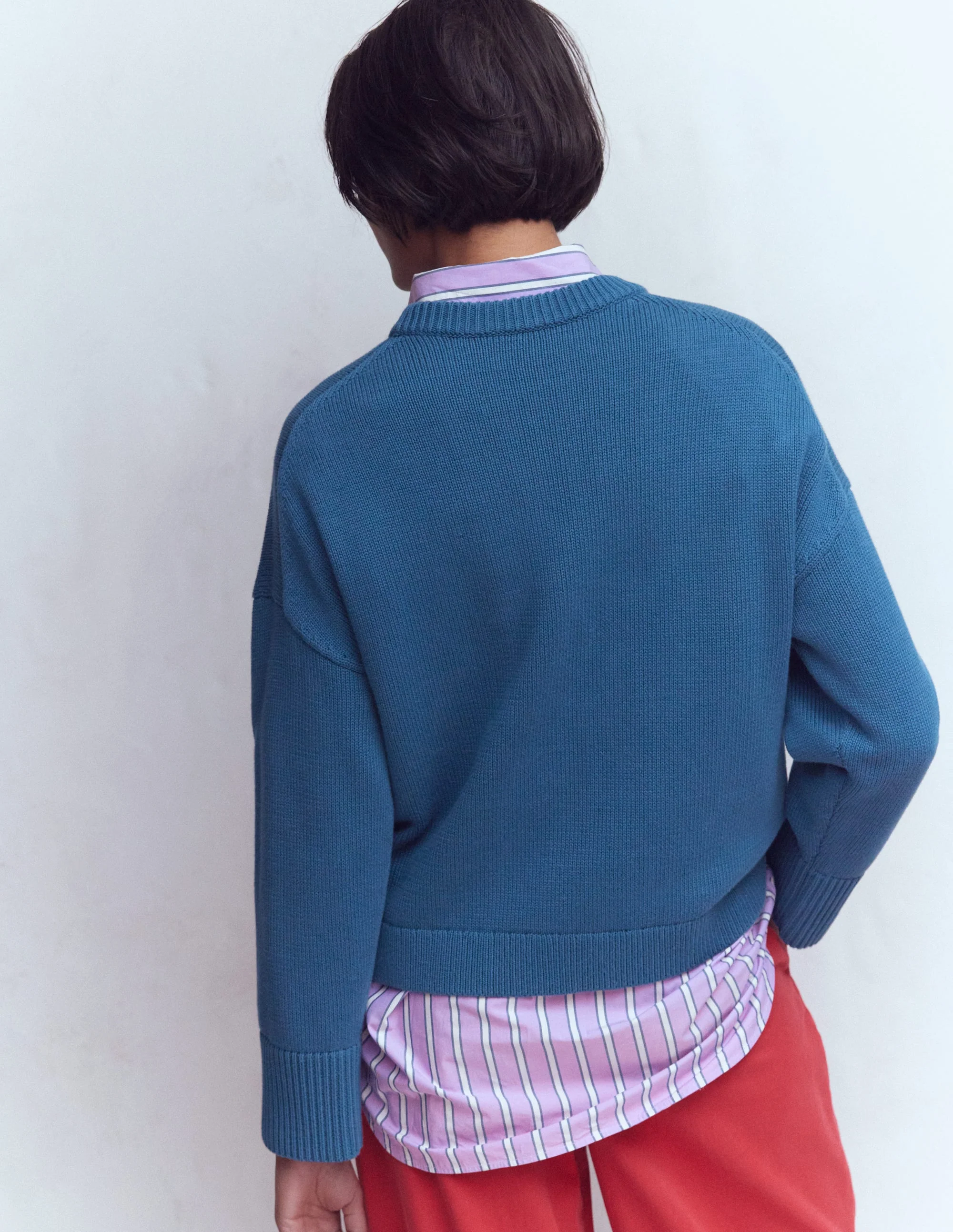 Lucy Relaxed Cotton Jumper-Denim Blue - Image 3