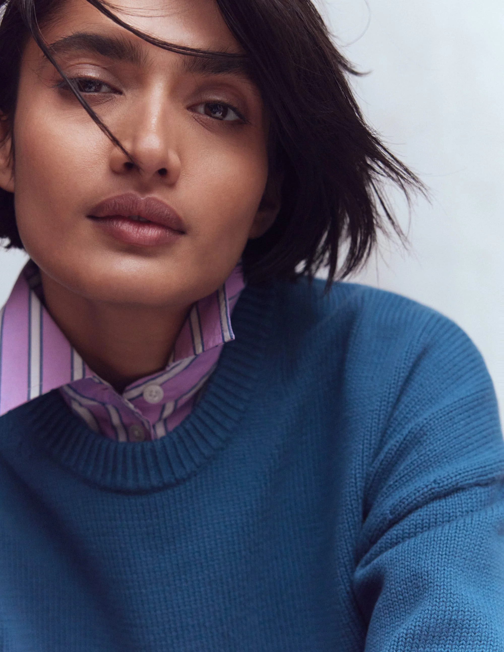 Lucy Relaxed Cotton Jumper-Denim Blue - Image 4