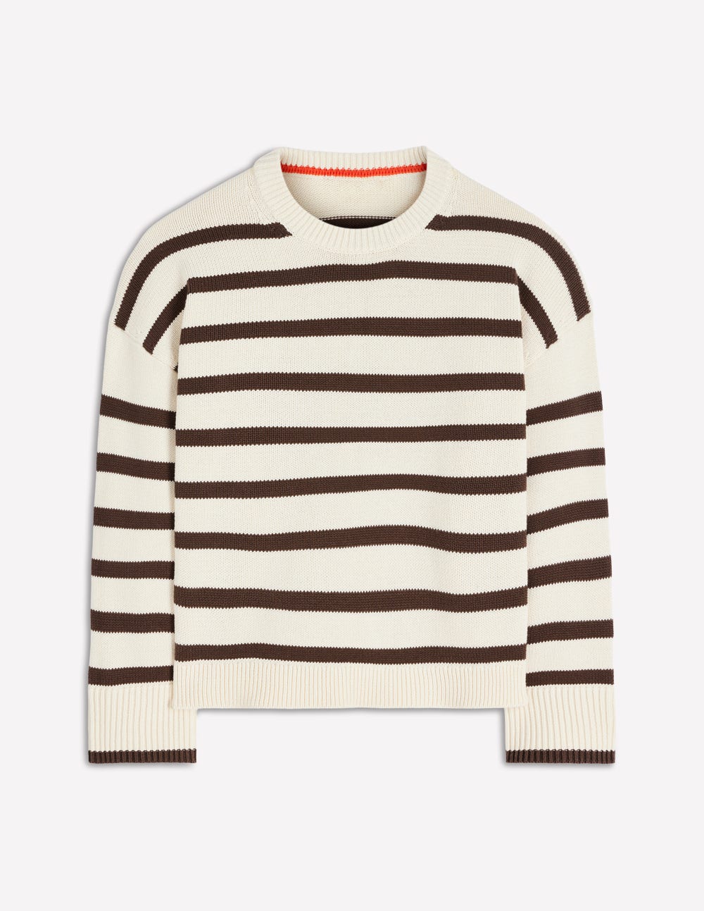 Lucy Relaxed Cotton Jumper-Ivory, Brown - Image 5