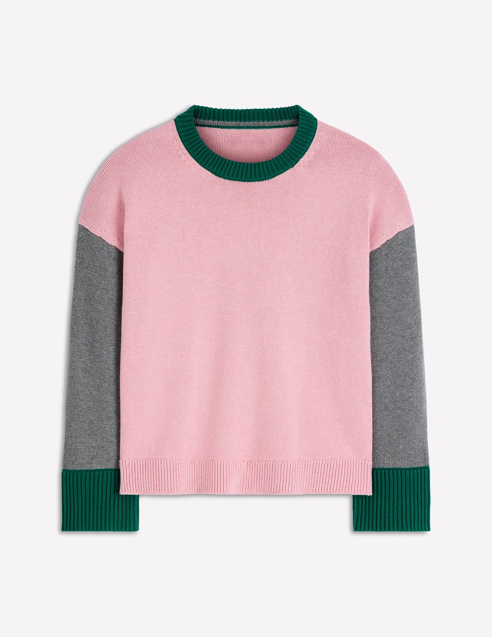 Lucy Relaxed Cotton Jumper-Pink, Grey, Green - Image 5