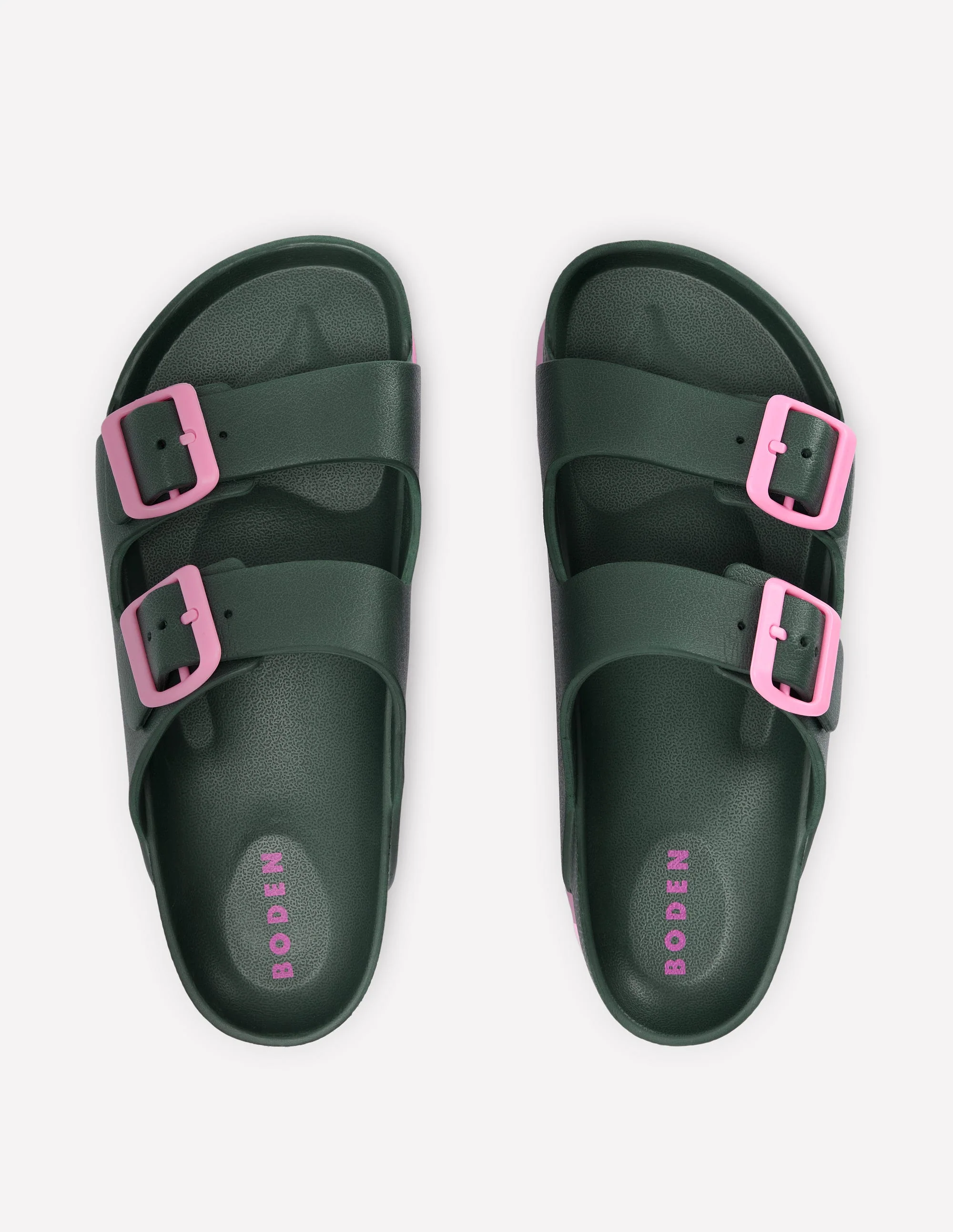 Lyla Double Buckle Sliders-Khaki/Pink - Image 6