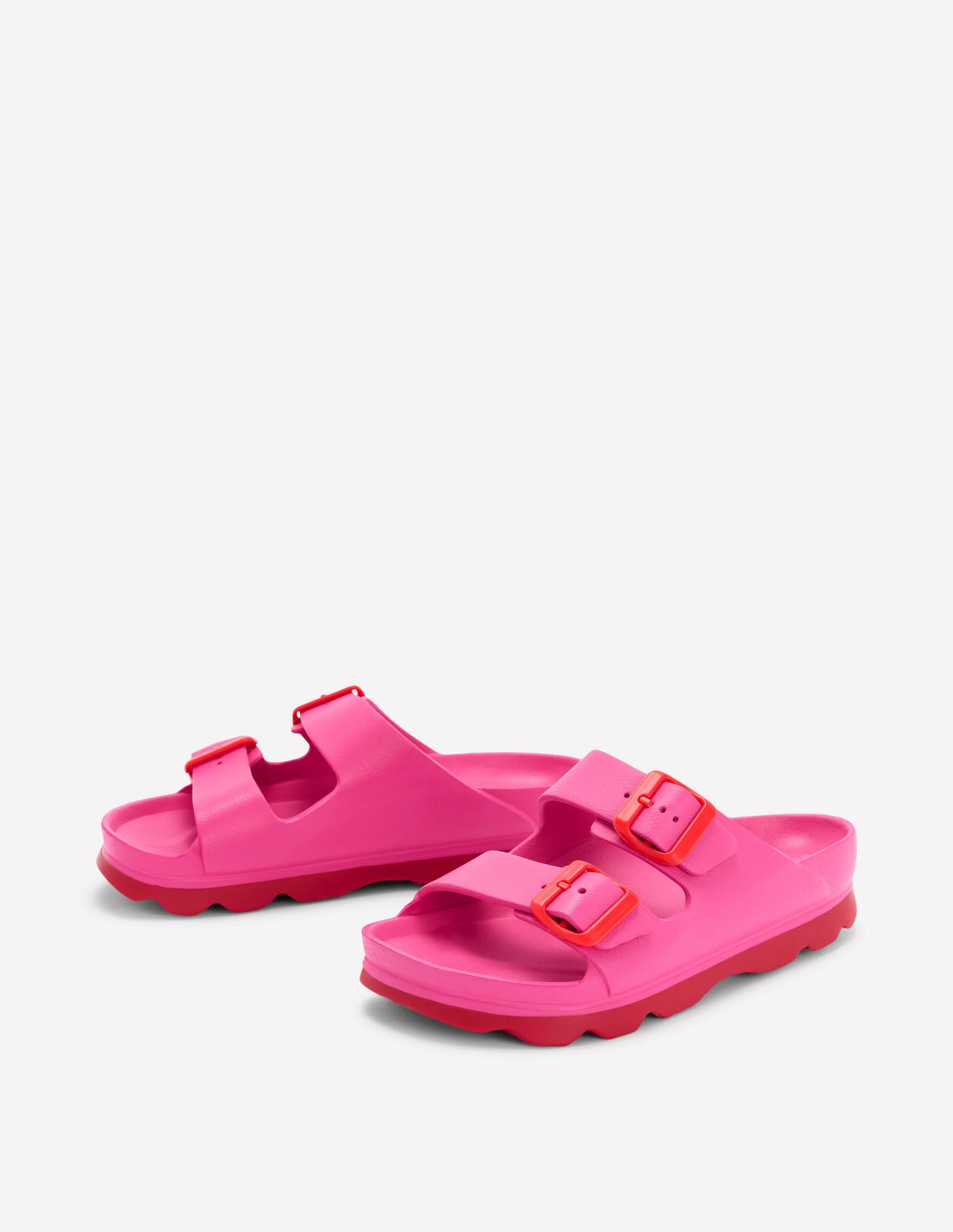 Lyla Double Buckle Sliders-Pink/Red - Image 3