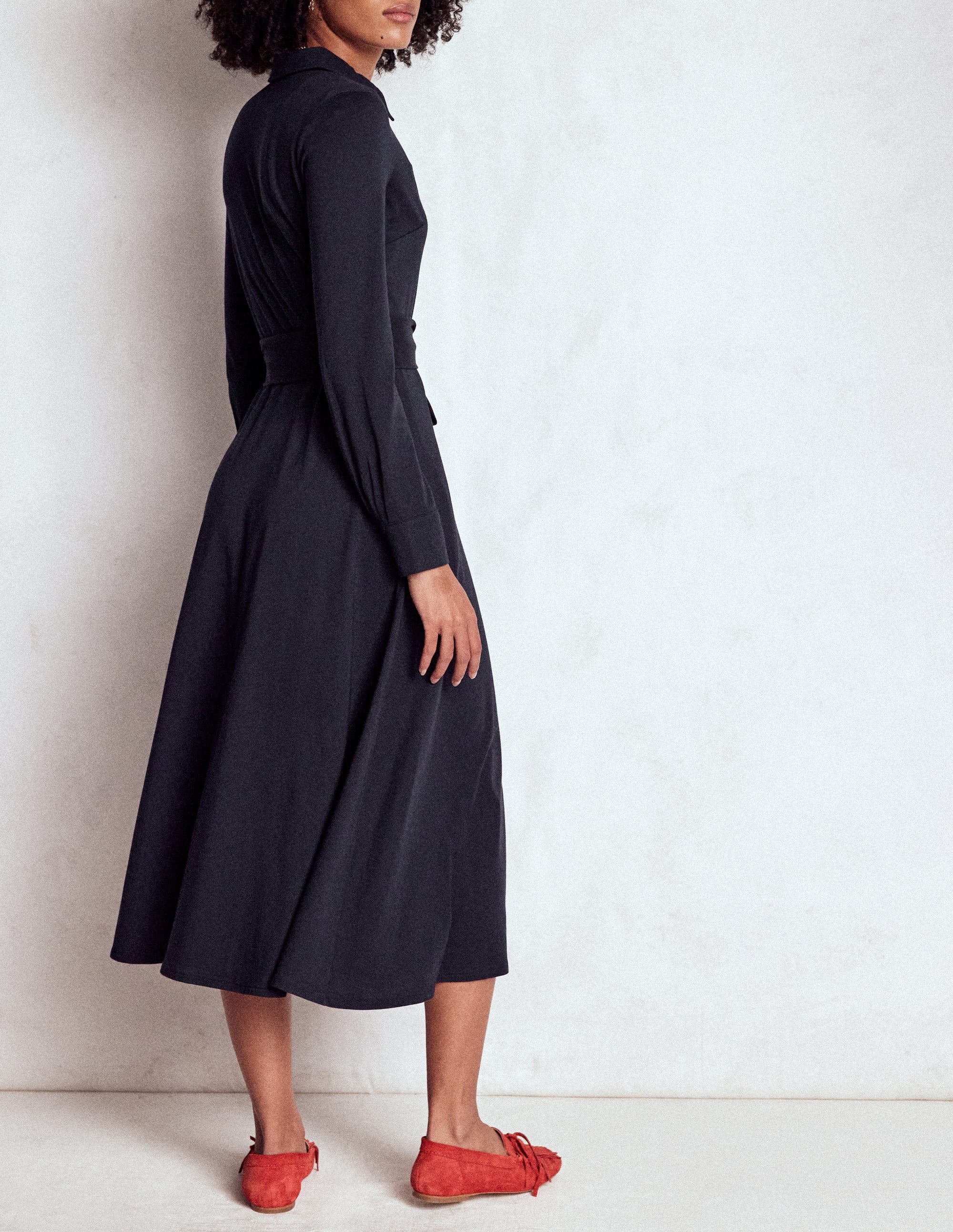 Marcia Jersey Shirt Dress-Navy - Image 3