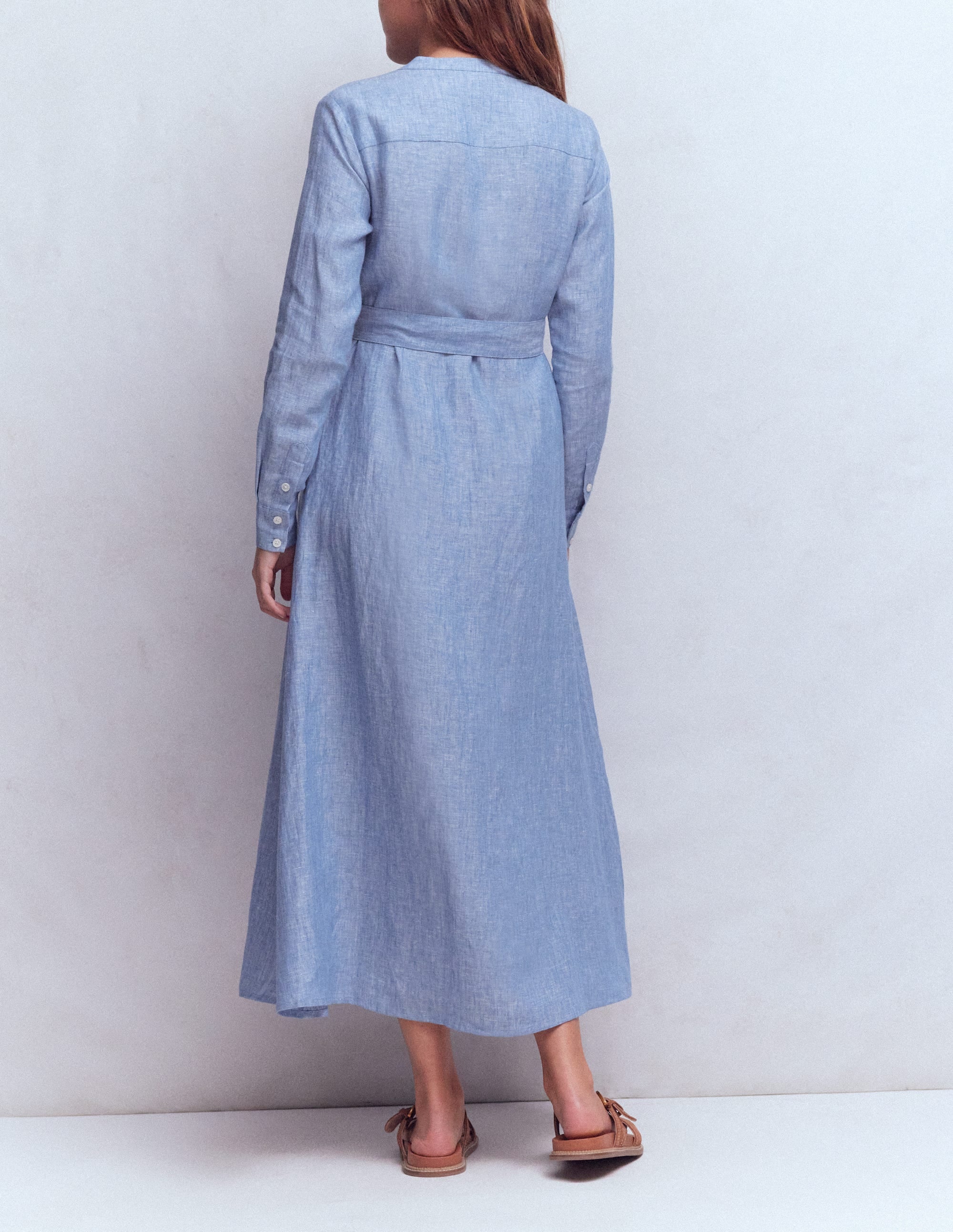 Mollie Linen Shirt Dress-Chambray - Image 3