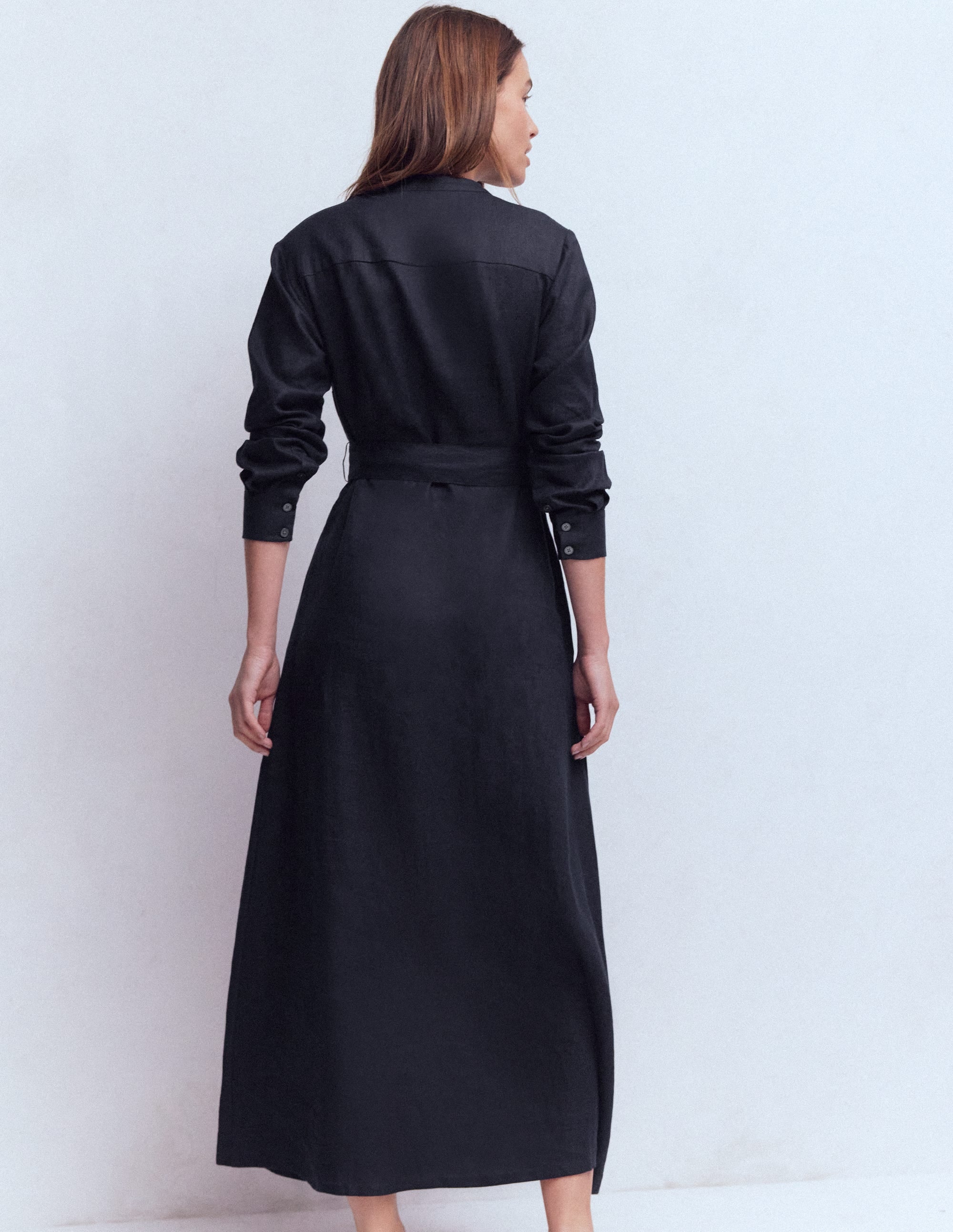 Mollie Linen Shirt Dress-Navy - Image 3