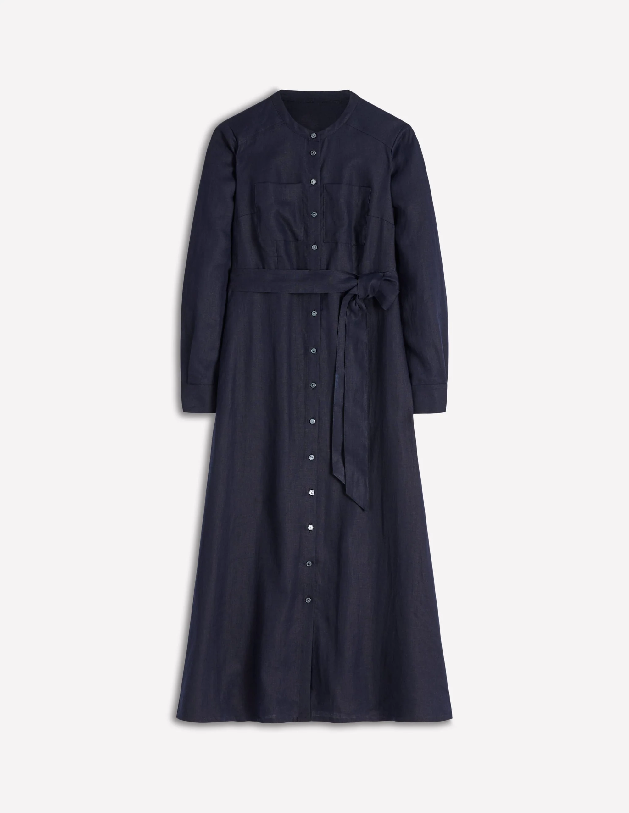 Mollie Linen Shirt Dress-Navy - Image 5