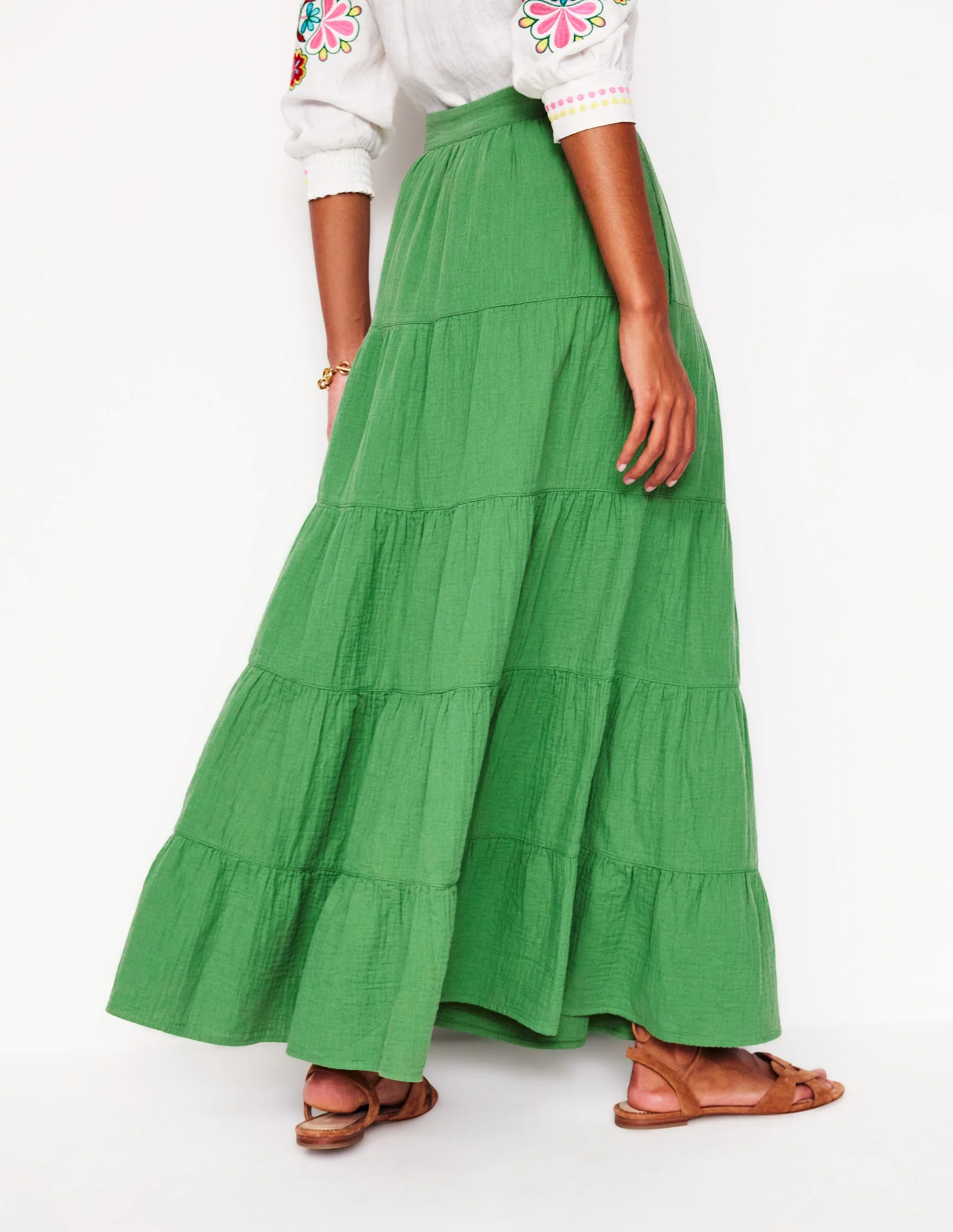 Nadia Double Cloth Maxi Skirt-Paradise Green - Image 3