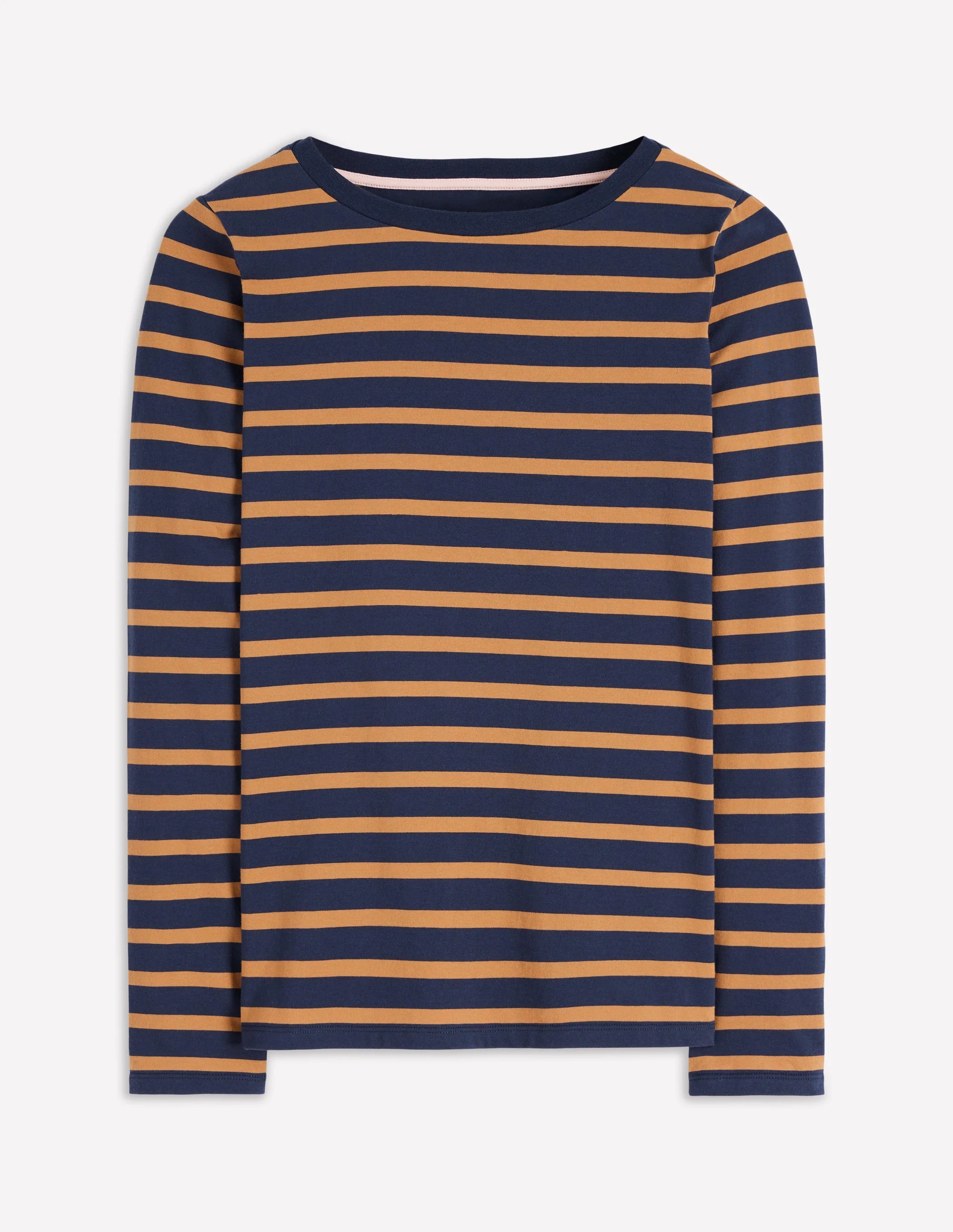 Olivia Long Sleeve Breton-Navy, Camel Stripe - Image 4