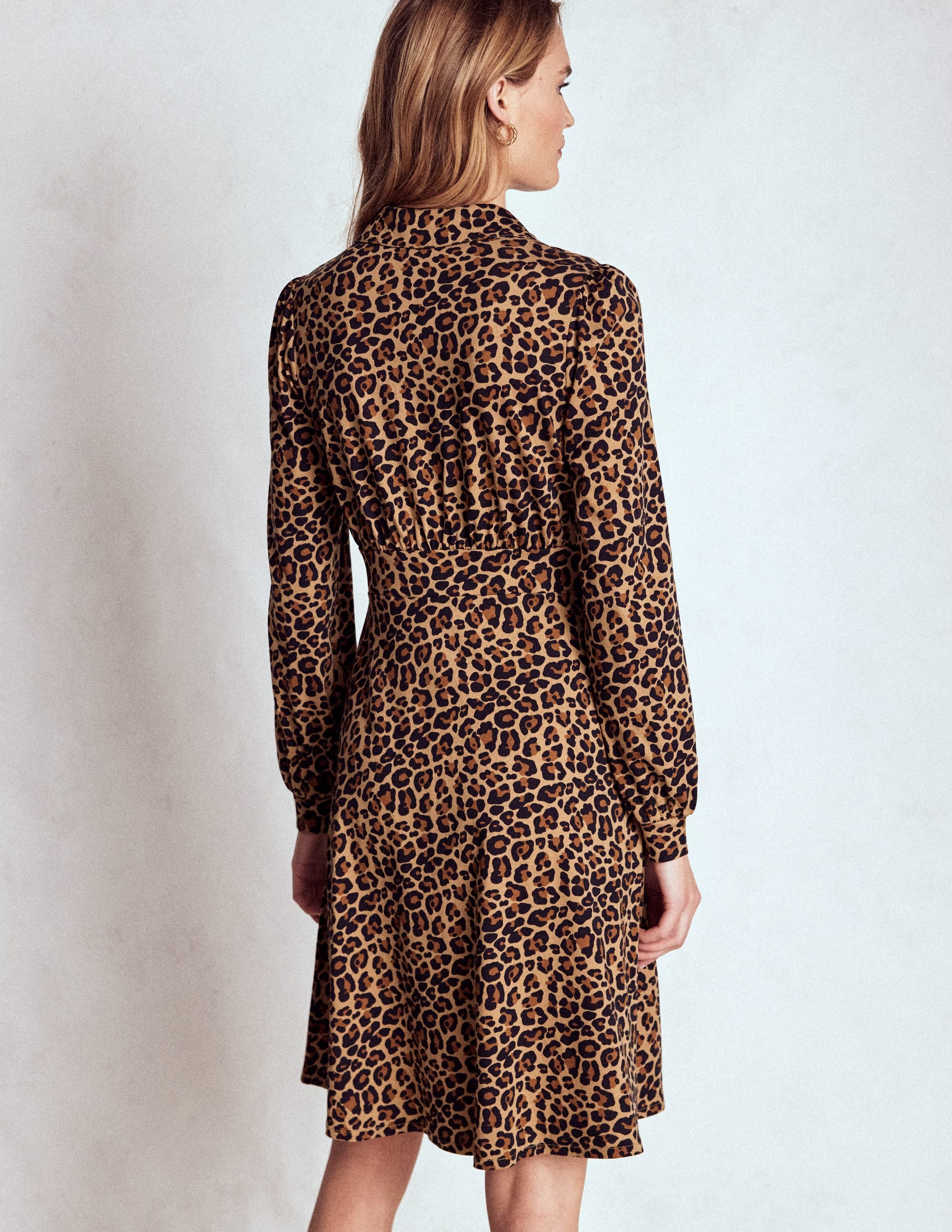 Orla Short Jersey Shirt Dress-Cheetah Pop - Image 3
