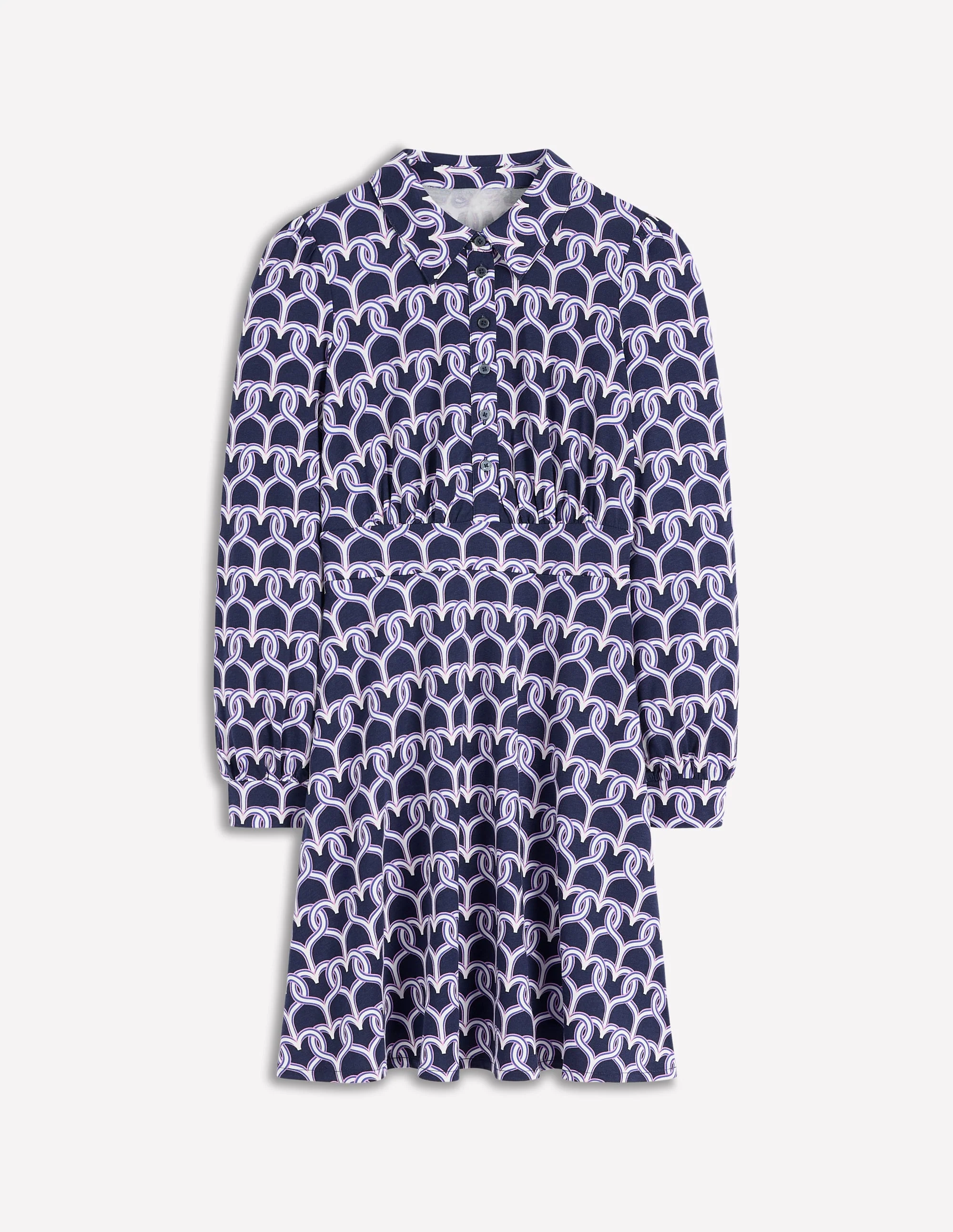 Orla Short Jersey Shirt Dress-French Navy, Heart Link - Image 4