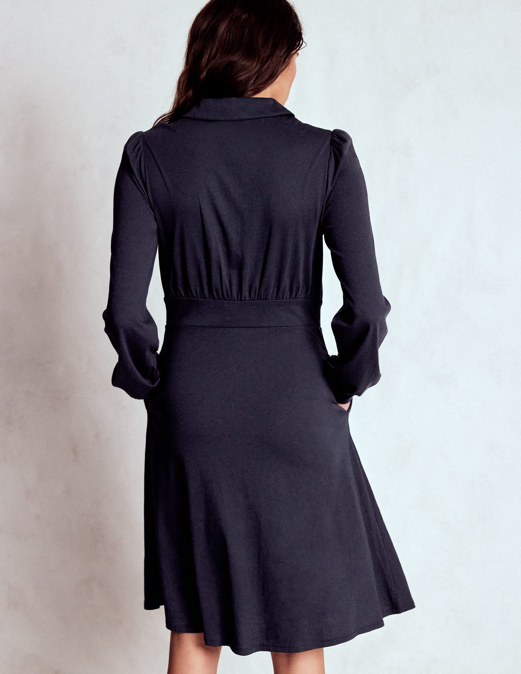 Orla Short Jersey Shirt Dress-Navy - Image 3