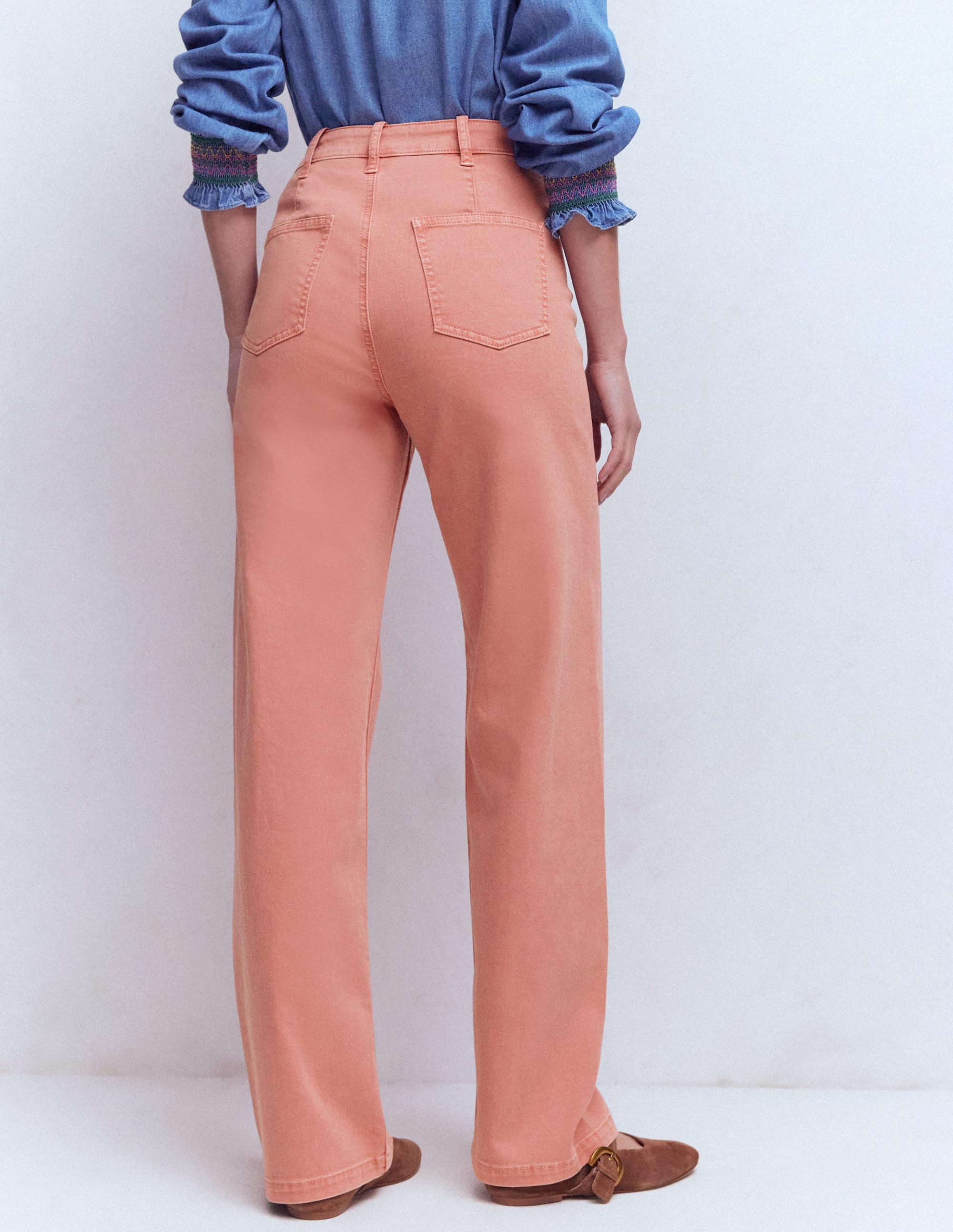 Pintuck Column Leg Jeans-Almond Pink - Image 3