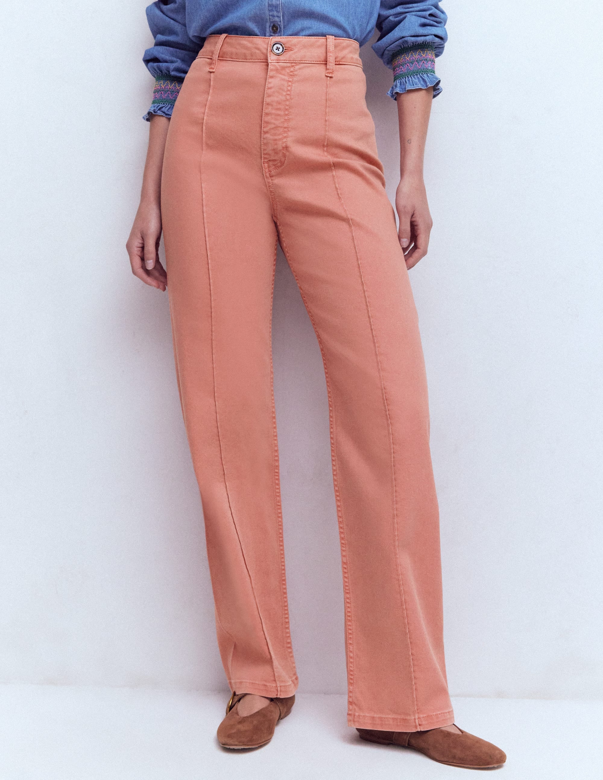 Pintuck Column Leg Jeans-Almond Pink - Image 4