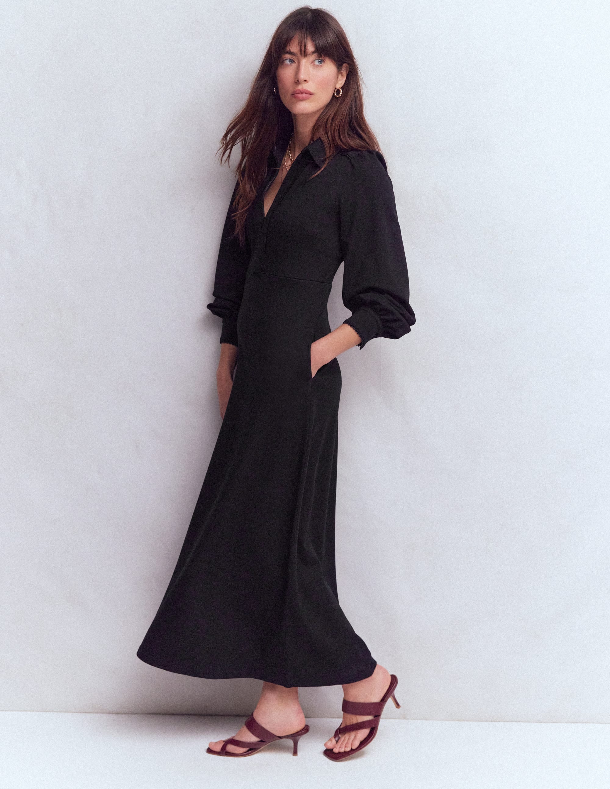 Pip Zip-Up Ponte Midi Dress-Black - Image 4
