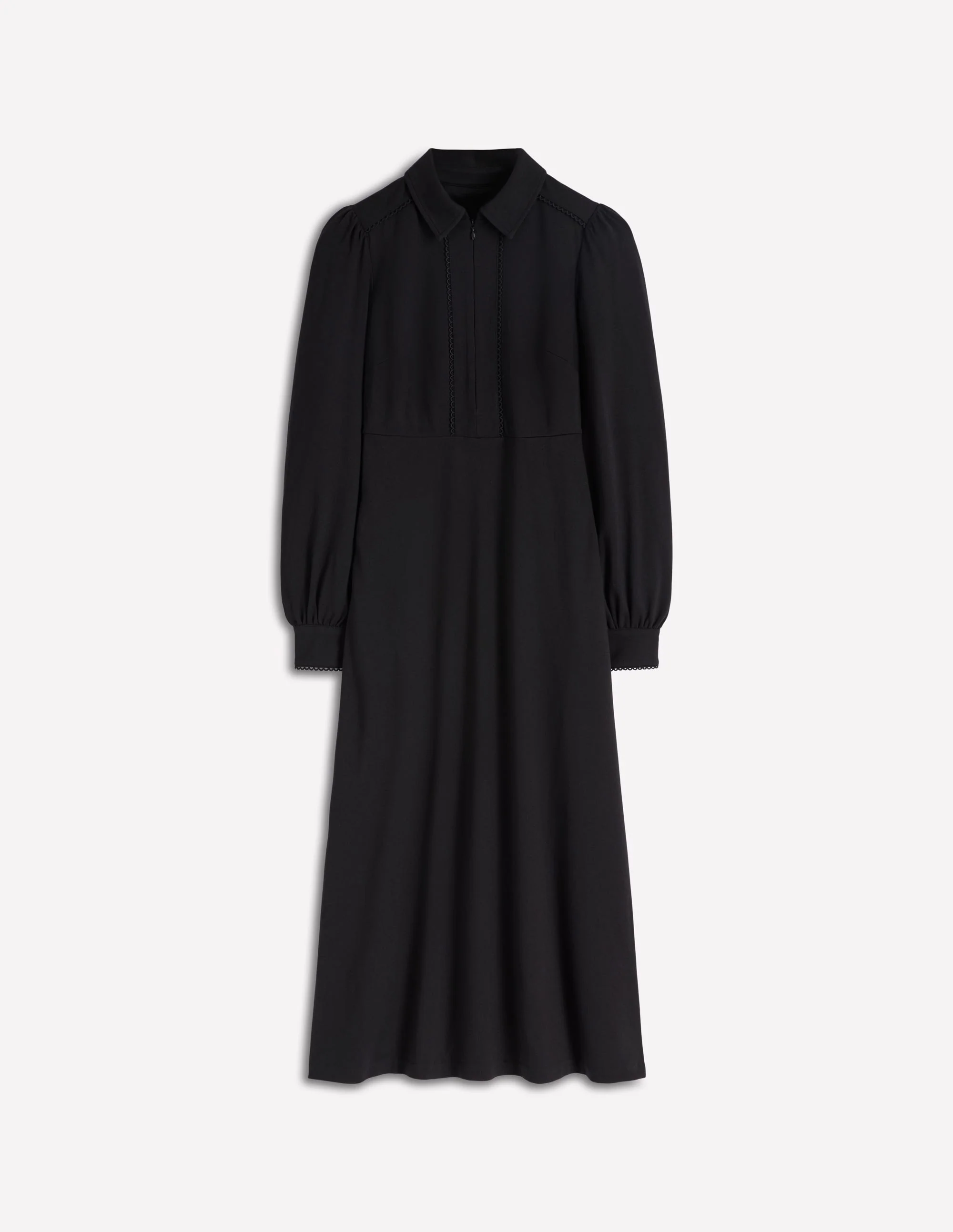 Pip Zip-Up Ponte Midi Dress-Black - Image 5