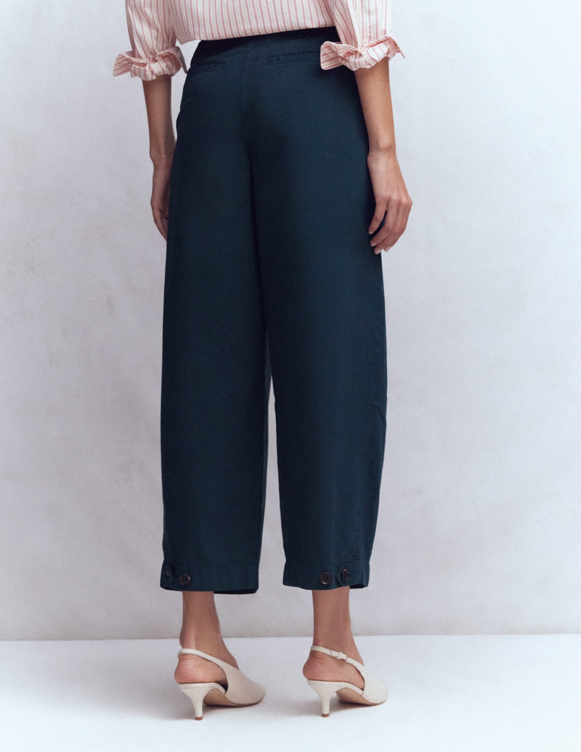 Pleat Barrel Leg Trousers-Navy - Image 3