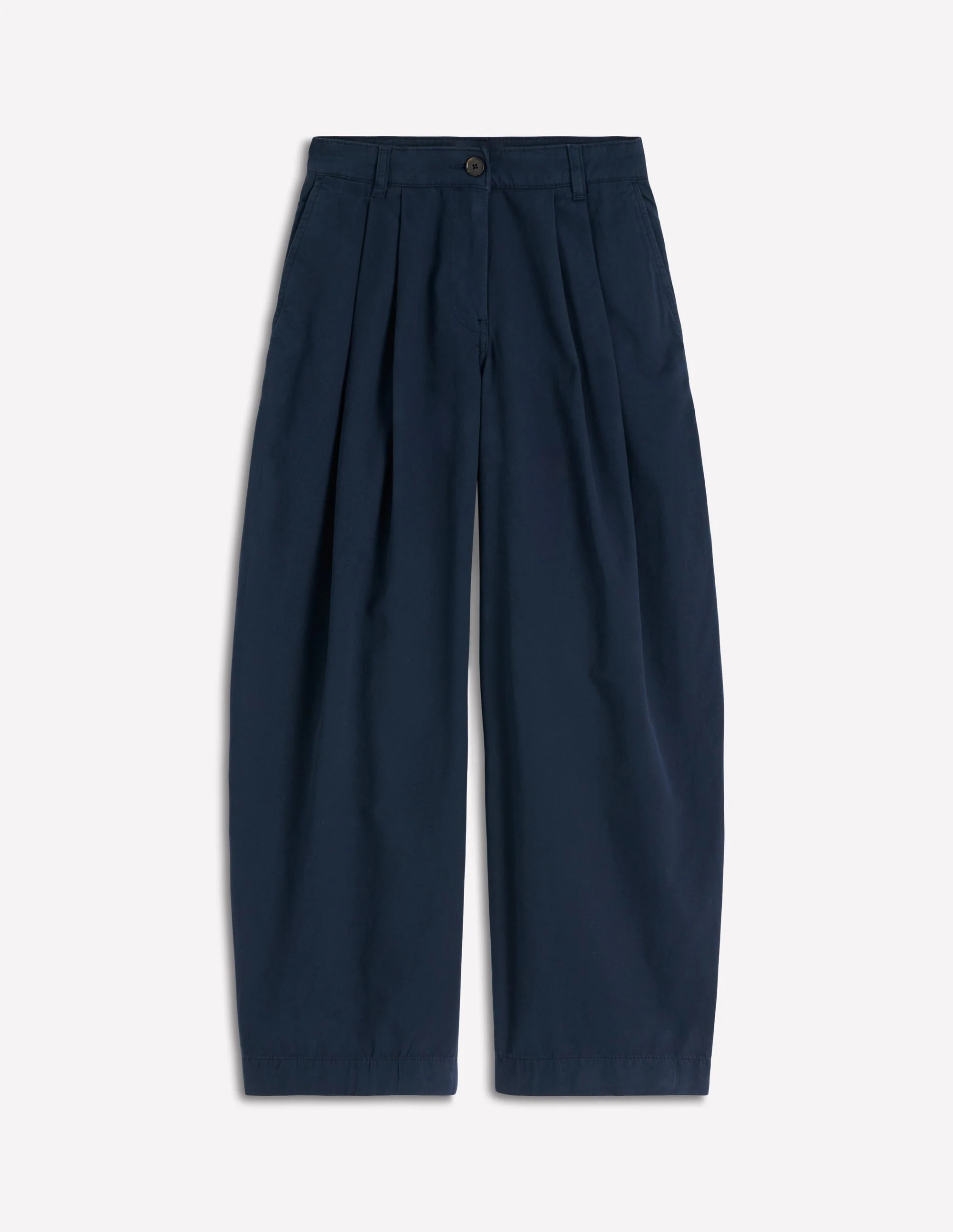 Pleat Barrel Leg Trousers-Navy - Image 6