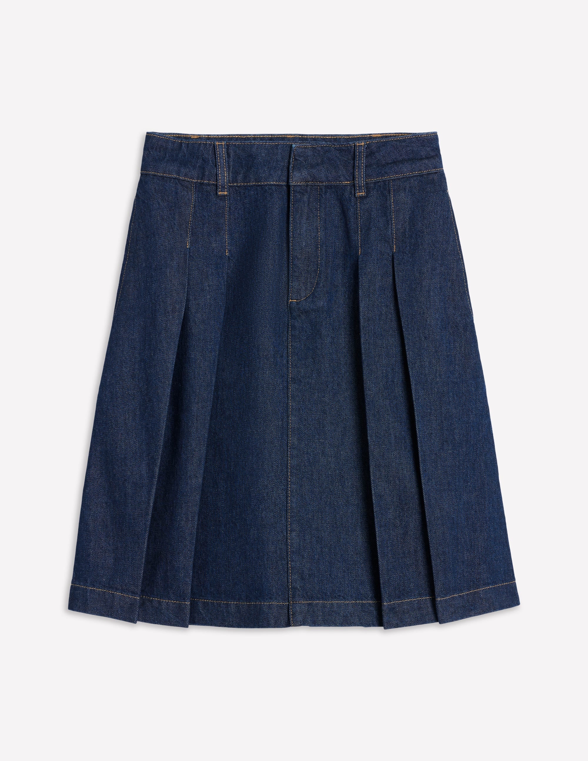 Pleated Denim Skirt-Indigo - Image 5