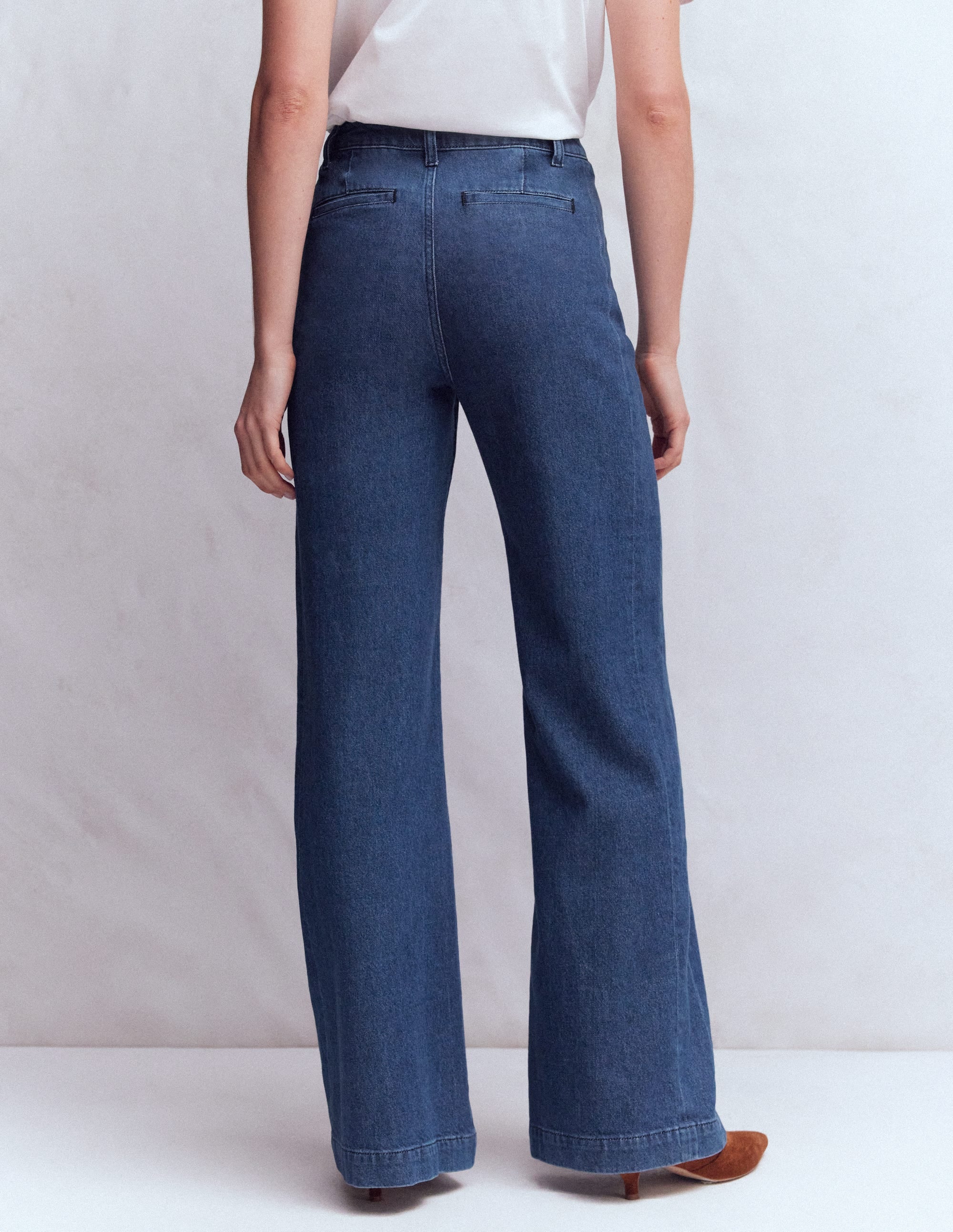 Pocket Detail Wide Leg Jeans-Mid Vintage - Image 3