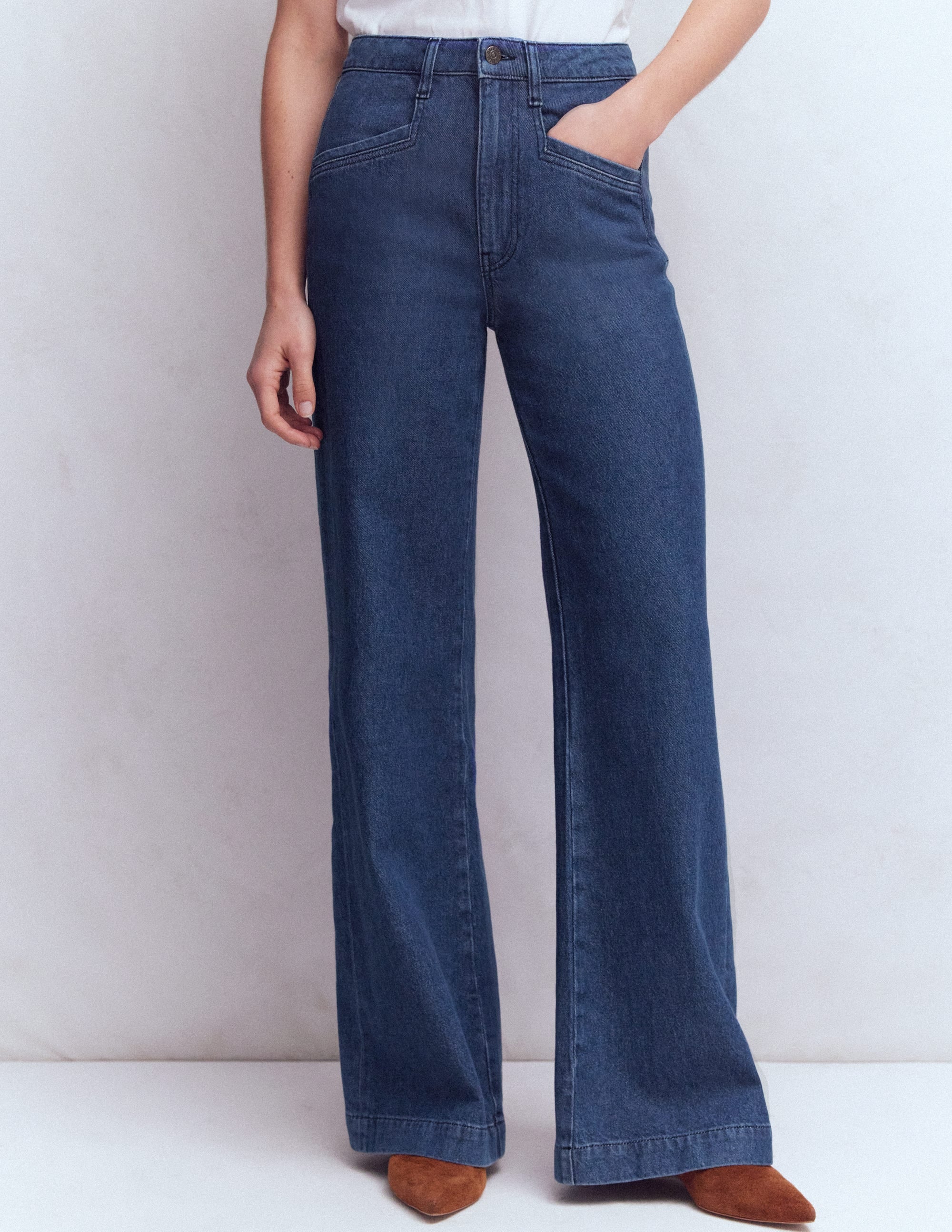 Pocket Detail Wide Leg Jeans-Mid Vintage - Image 4